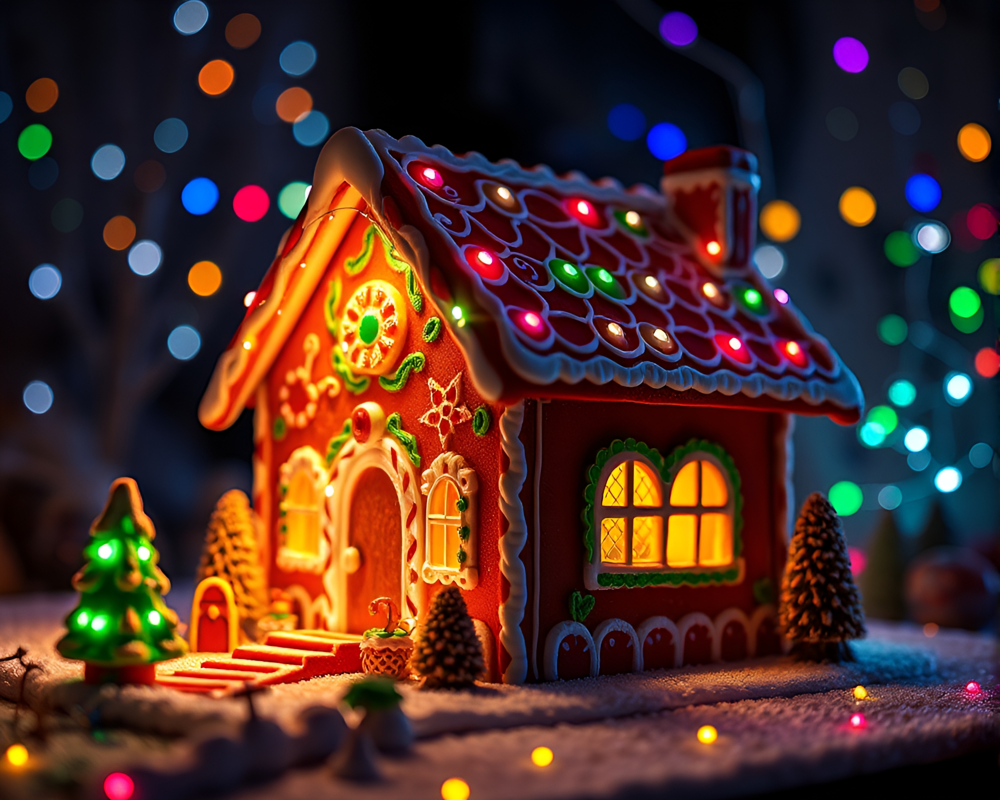 Vibrant Gingerbread House with High-Key Lighting – free AI stock image
