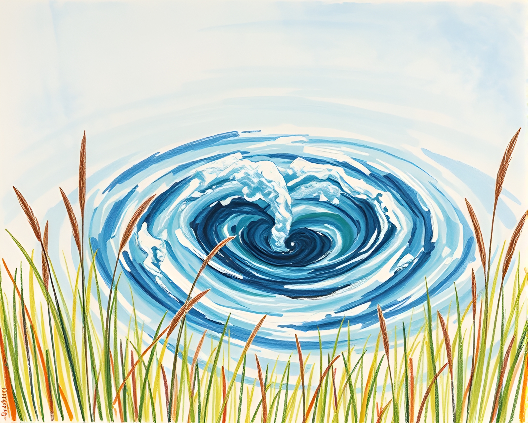 Majestic Savannah Water Whirlpool Drawing – free AI stock image