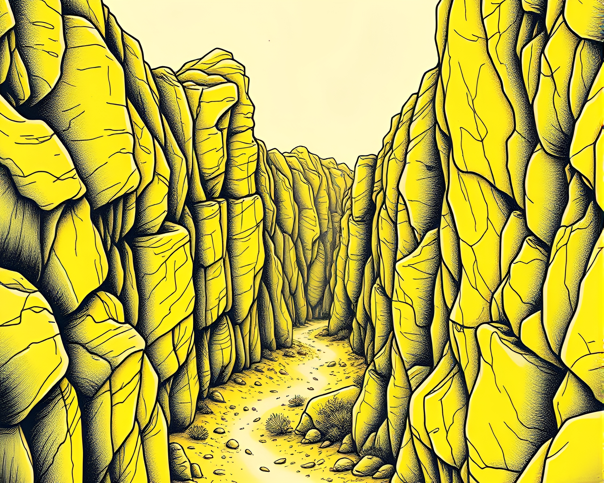 Eroded Canyon Tattoo Flash Art with Intricate Patterns – free AI stock image