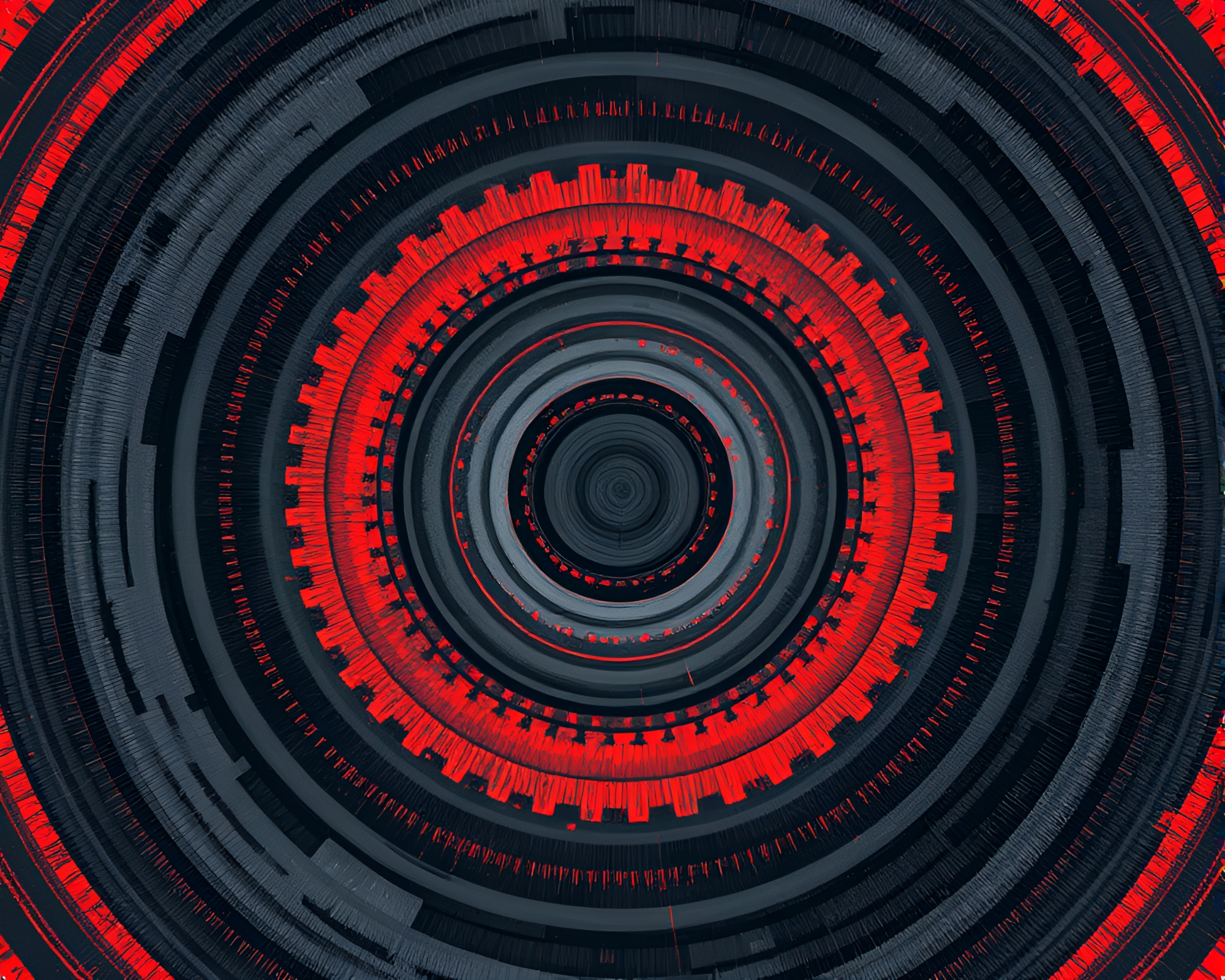 Digital Glitch Concentric Circles in Volcanic Ash Tint – free AI stock image