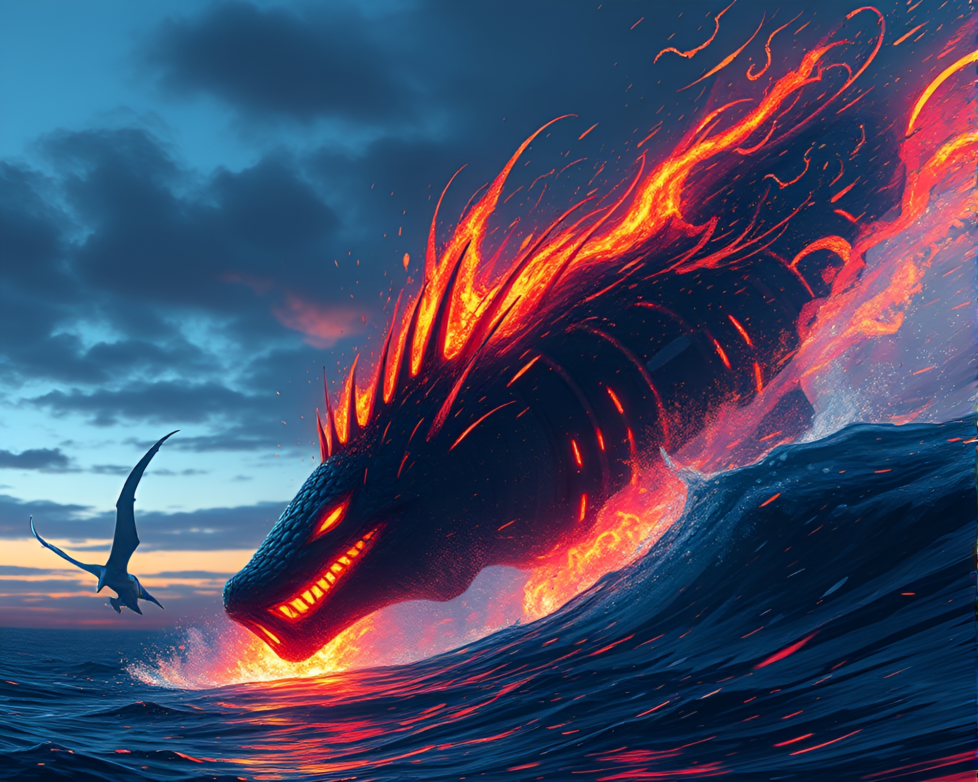 Leviathan Emerges at Dusk in AI-Generated Zoom Burst – free AI stock image