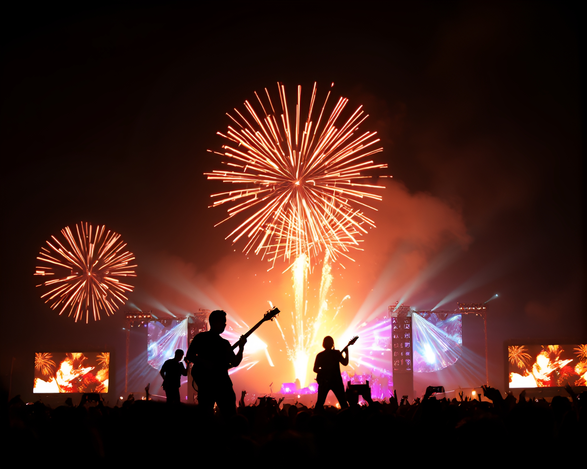 Starry Night Concert with Guitarist in Golden Hour Light – free AI stock image