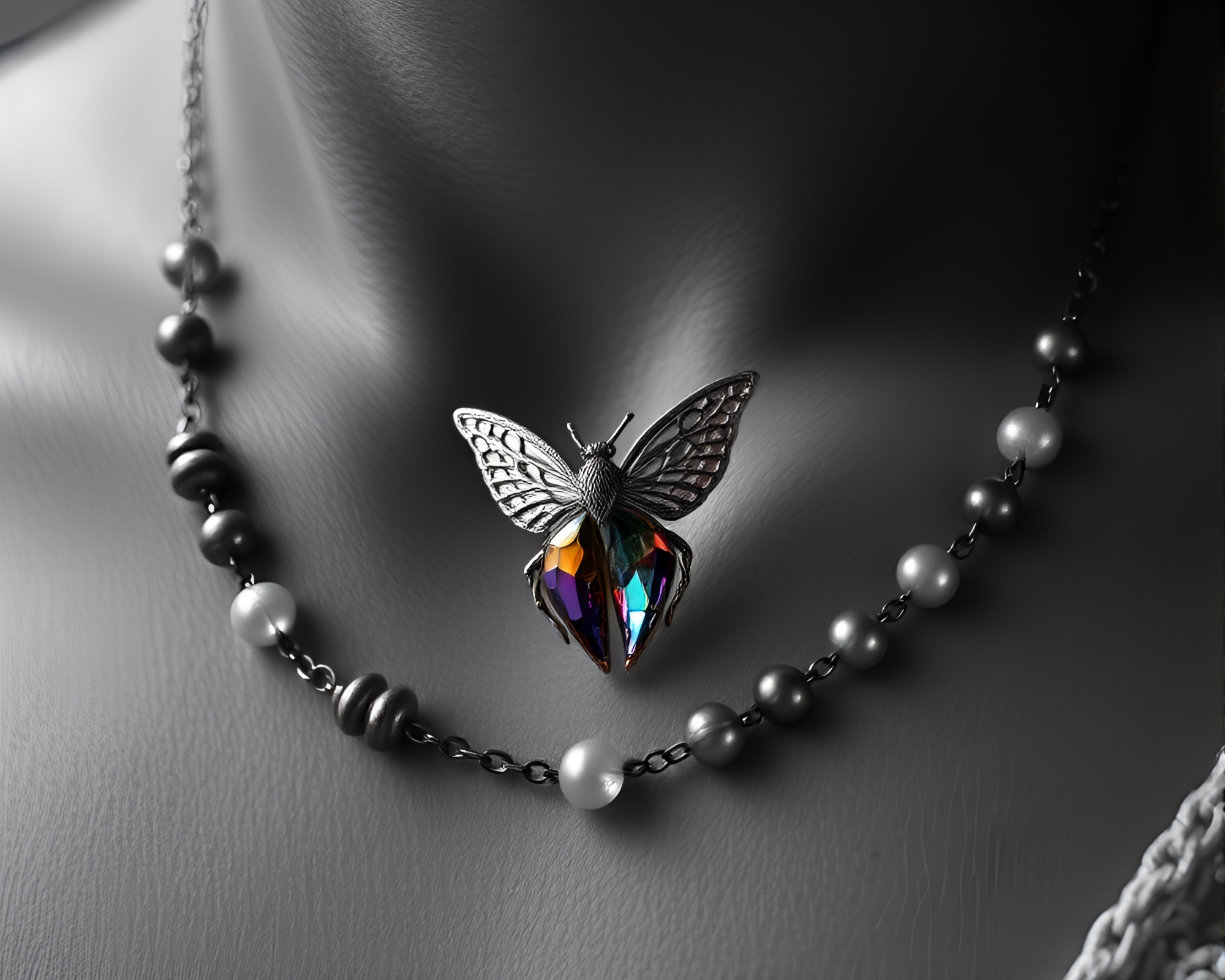 Fantasy Necklace Adorned by Intricate Hatching Patterns – free AI stock image