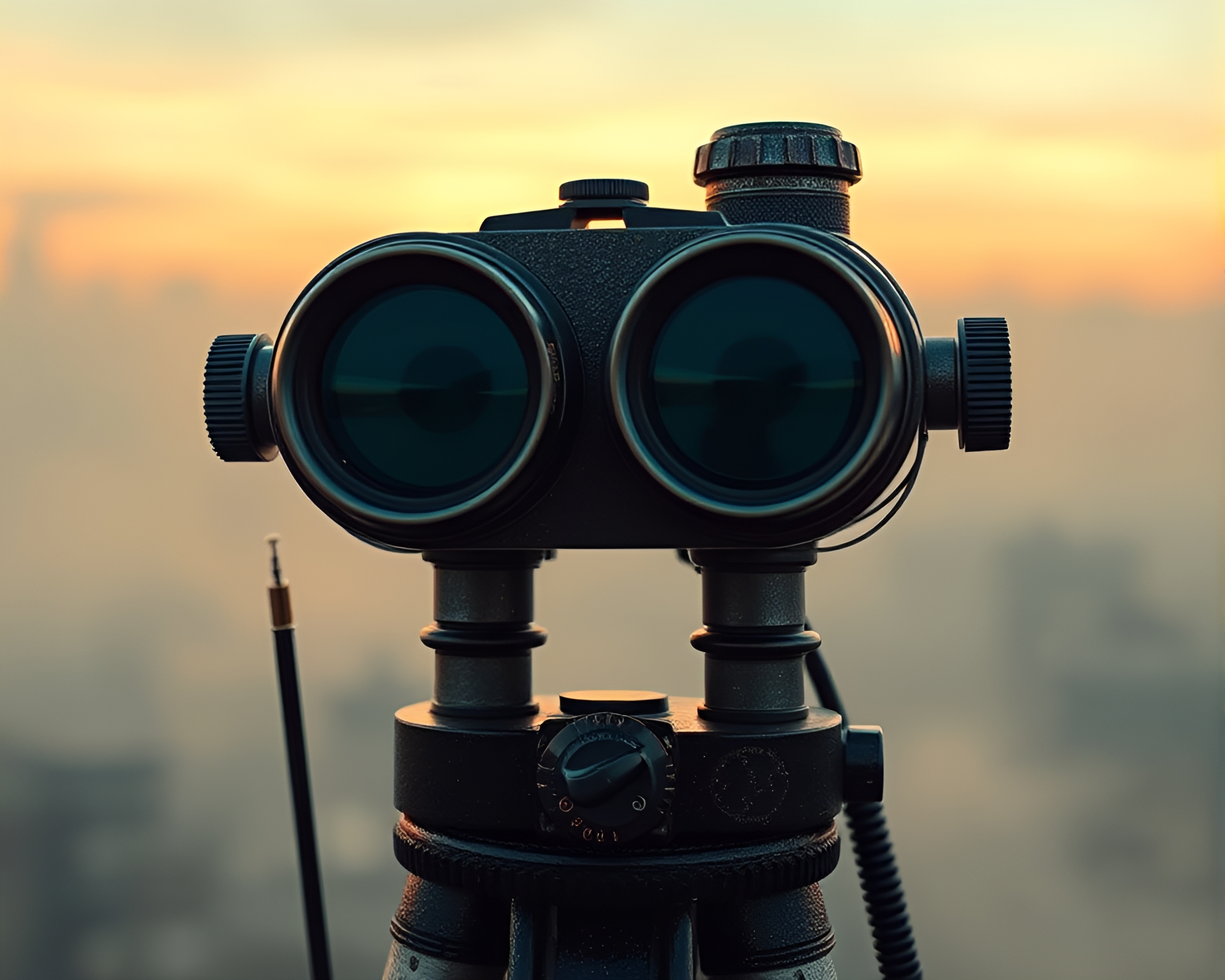 Steampunk Binoculars Close-Up in Dawn Mist – free AI stock image