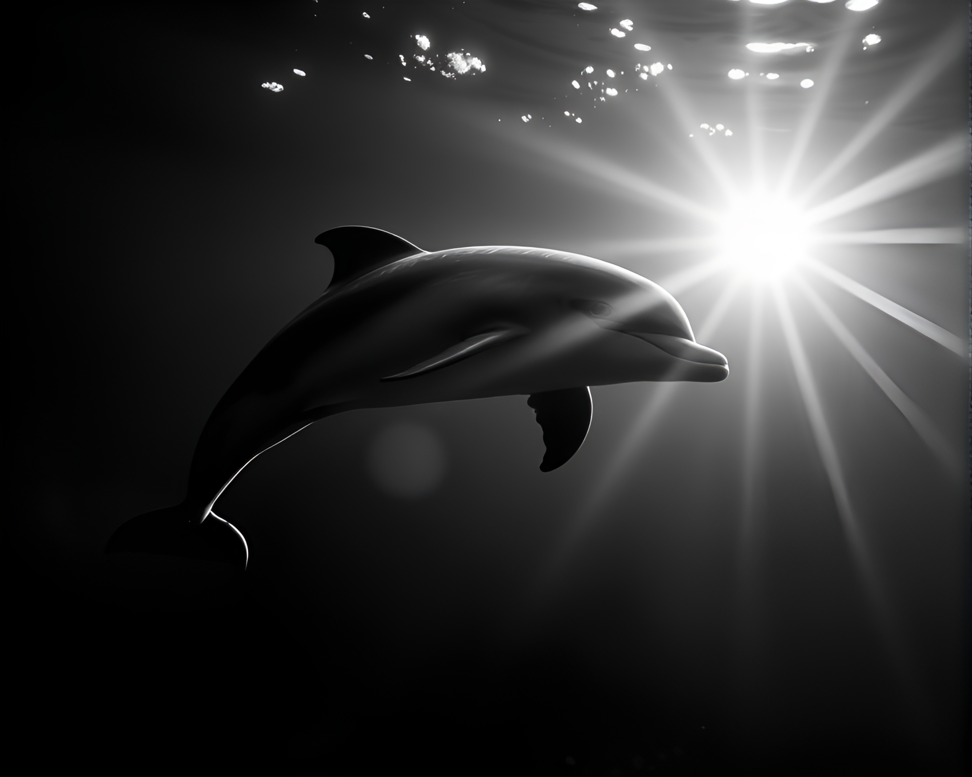 Mesmerizing Dolphin Dance Under Bokeh Lights – free AI stock image