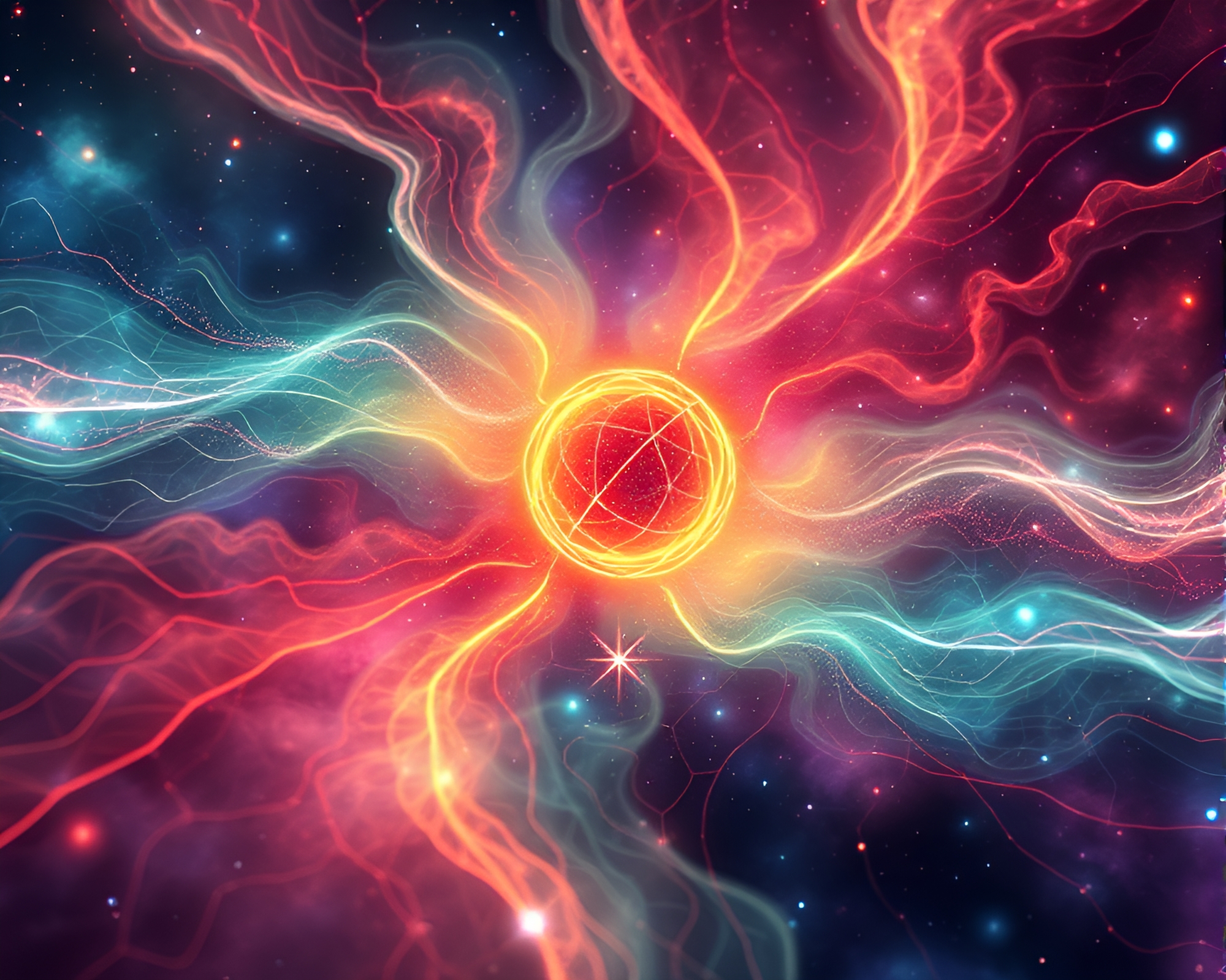 Quantum Leaf Vein Portal in Galaxy Colors – free AI stock image