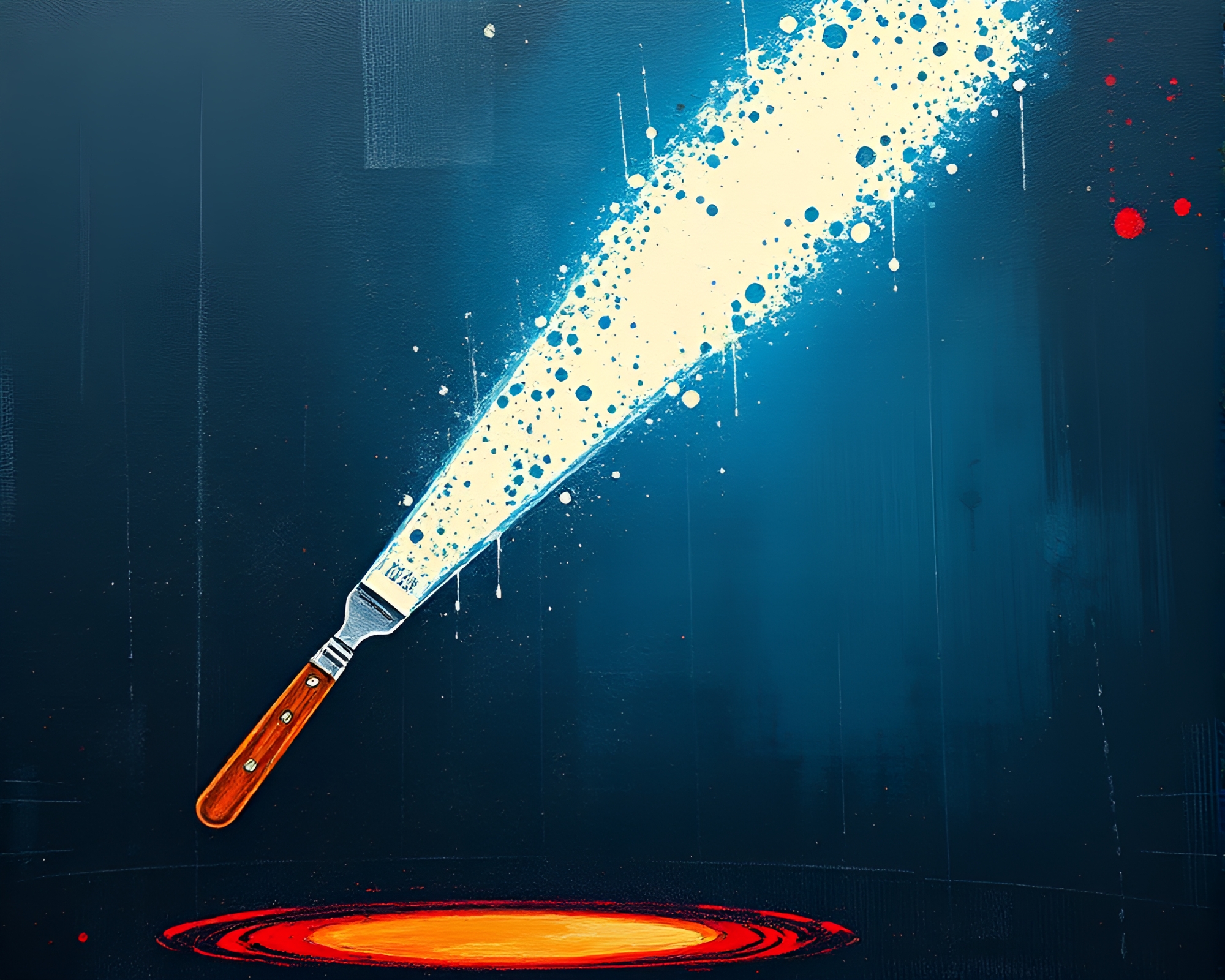 Rusty pocketknife under a stage spotlight – free AI stock image