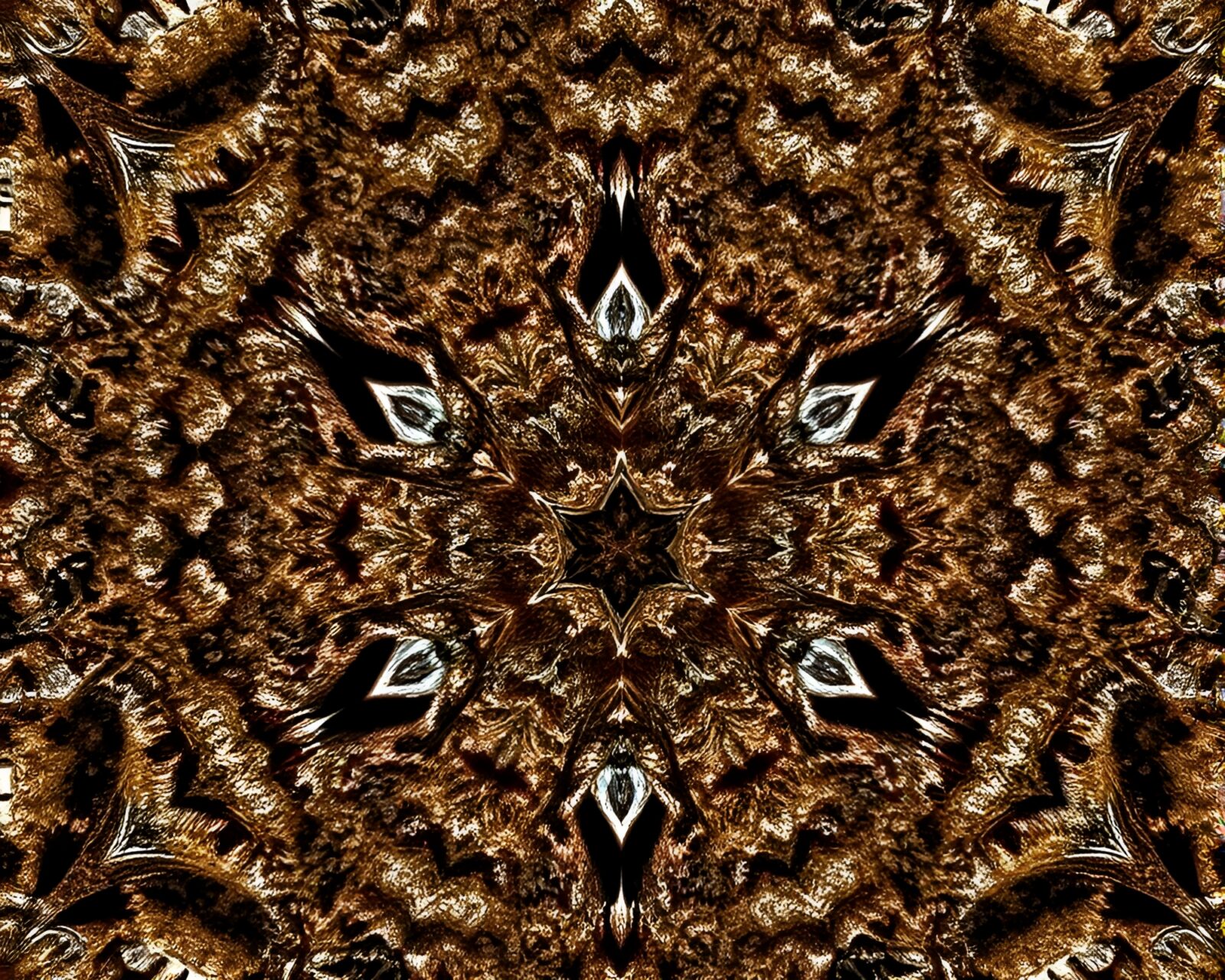 Abstract image of vibrant lichen in metallic hues