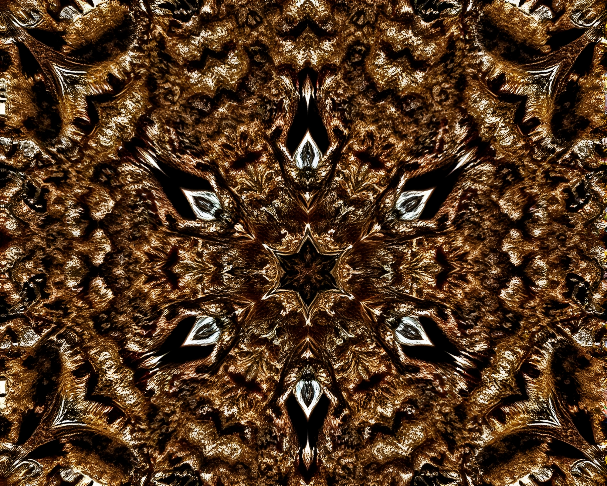 Minimalist Lichen Kaleidoscope with Metallic Sheen – free AI stock image