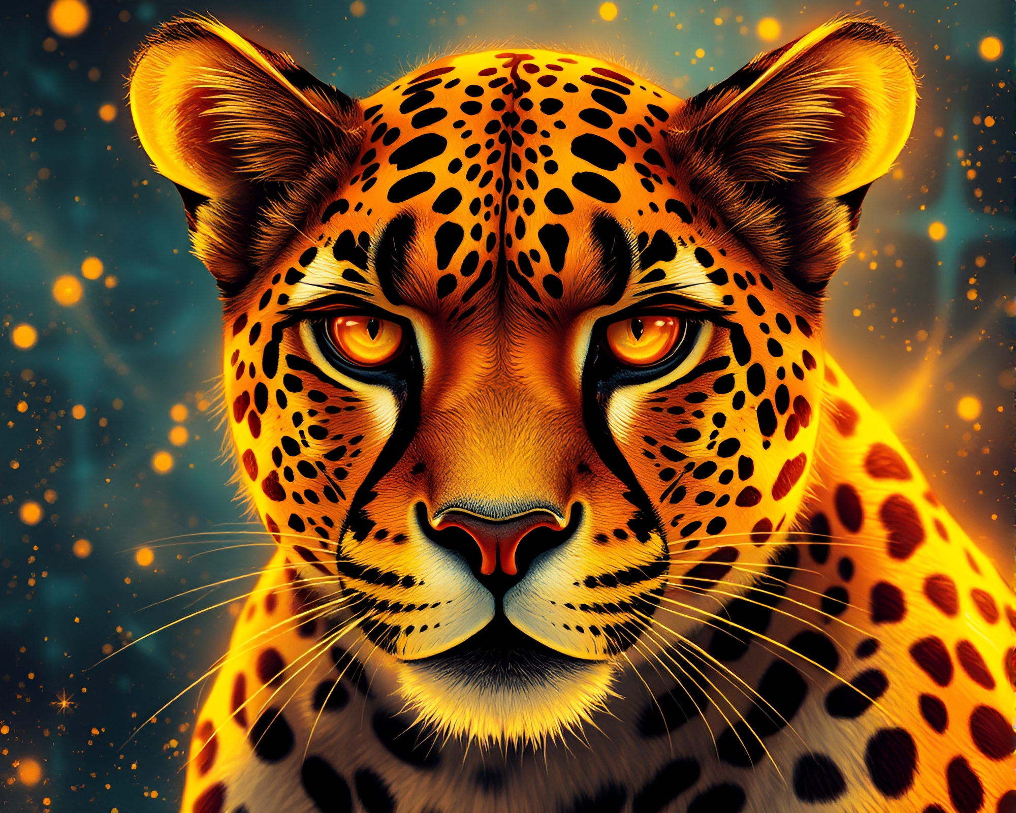 Gilded Cyberpunk Cheetah: Topaz Illumination – free AI stock image