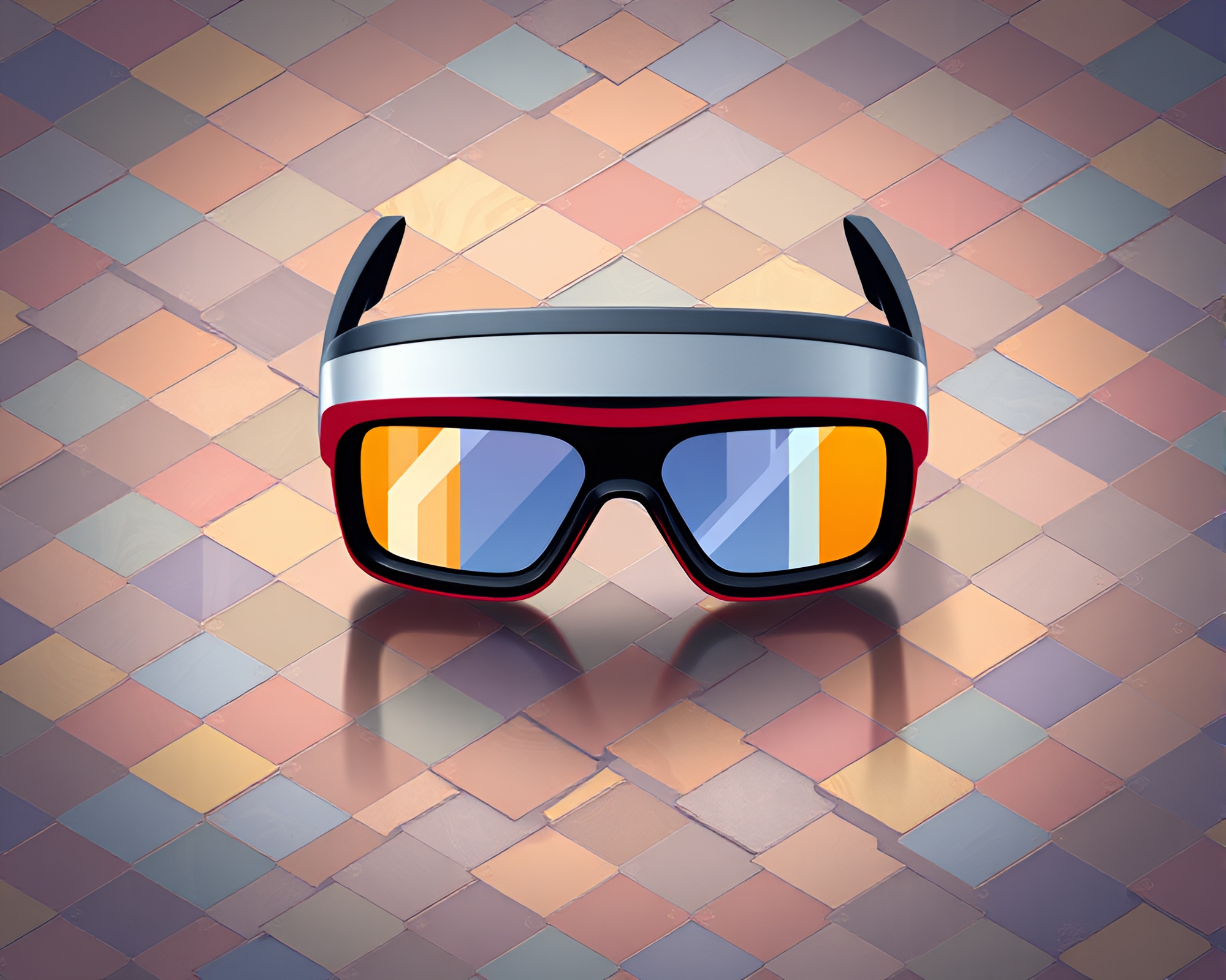 Augmented Reality Mosaic Tiling: Isometric Triadic Design – free AI stock image