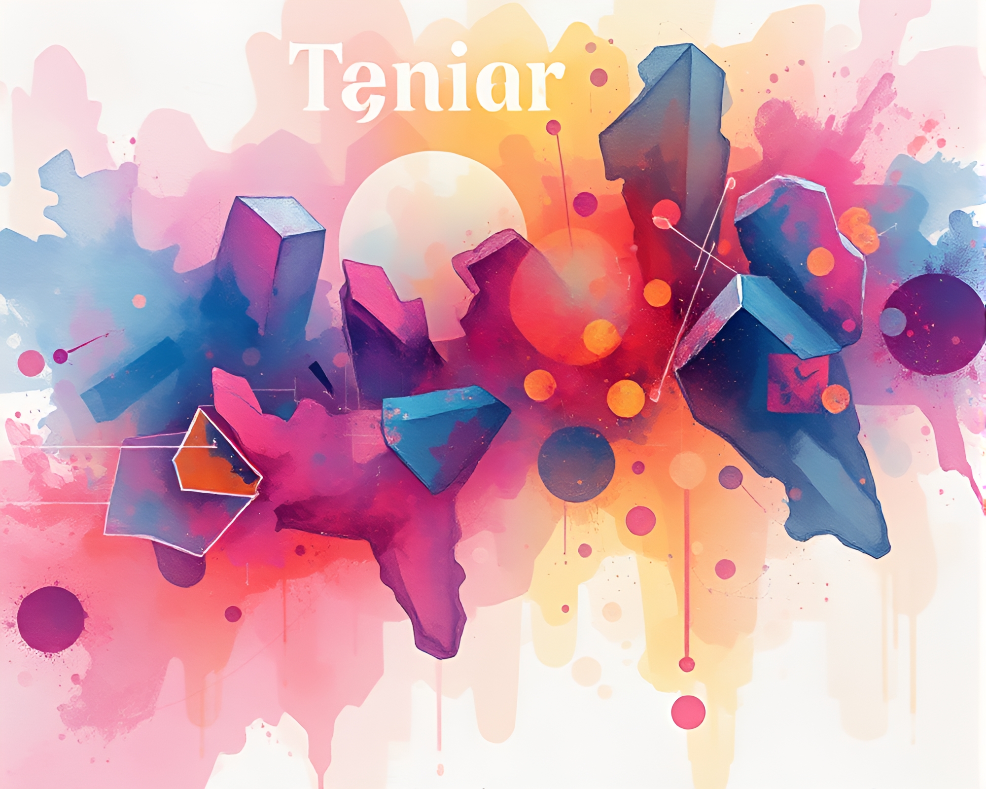 Futuristic Street Art: Floating Crystal Watercolor Wash – free AI stock image