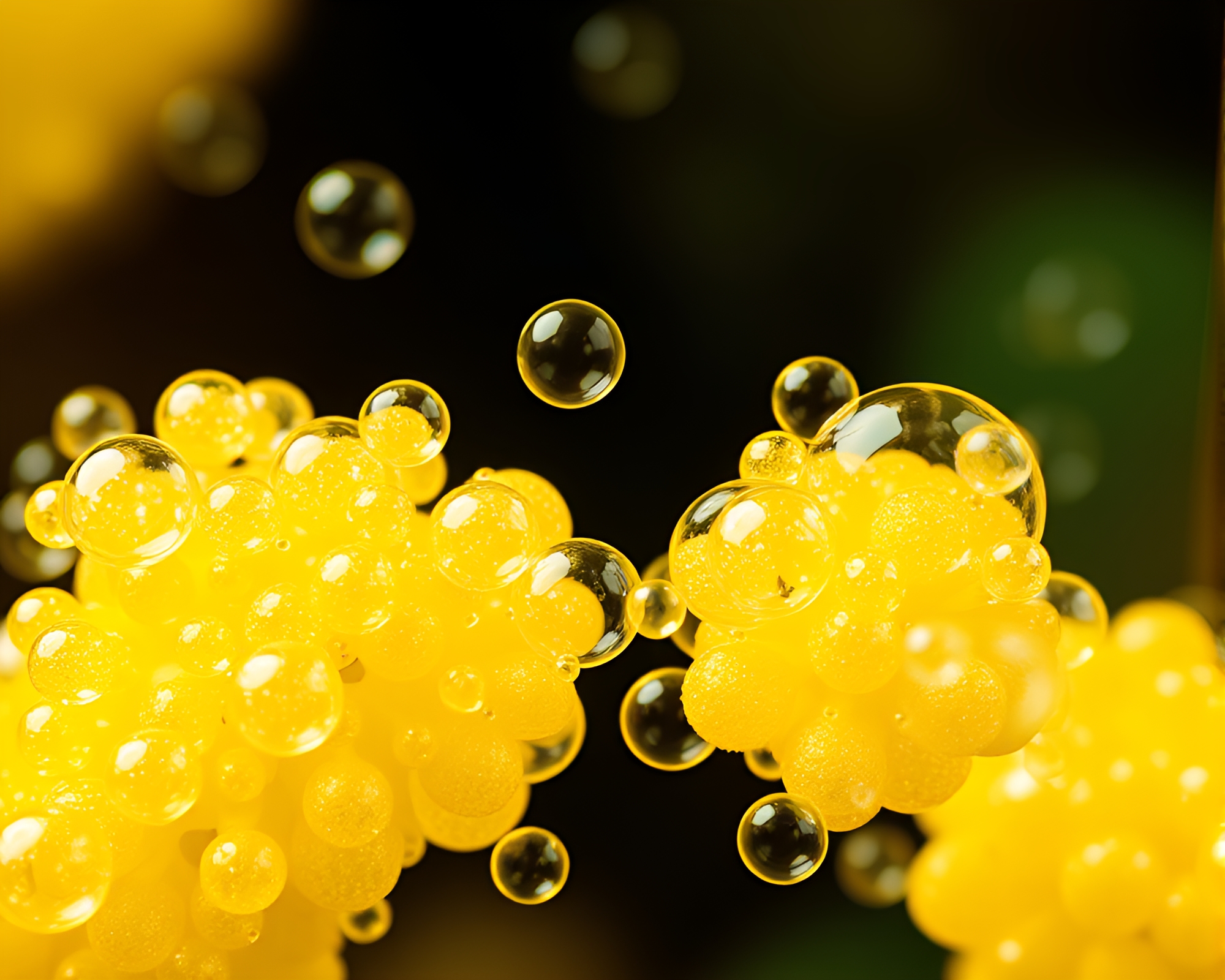 Bubble Clusters in Lemon Yellow Augmented Reality – free AI stock image