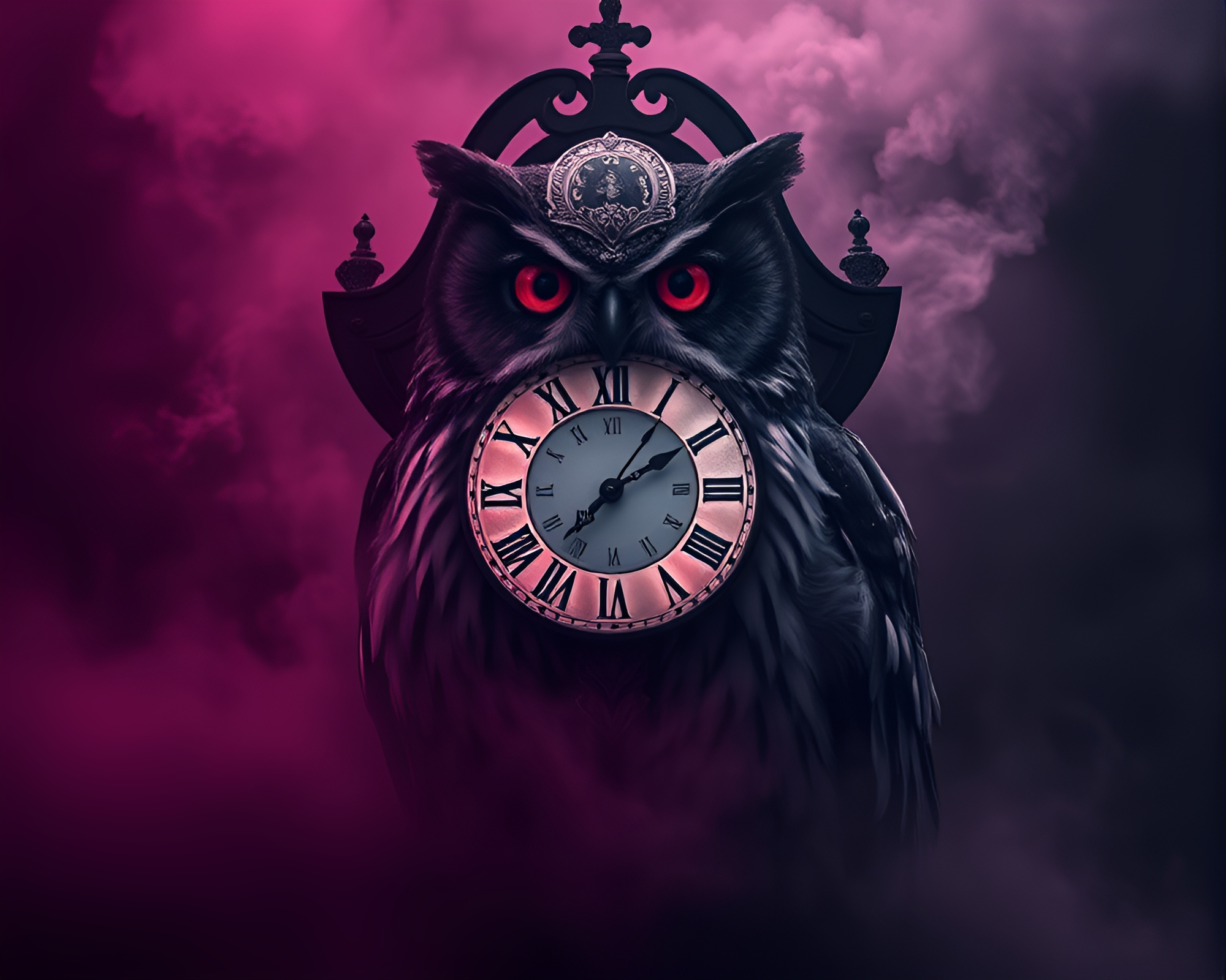 Clockwork Owl in Smoky Center Composition – free AI stock image