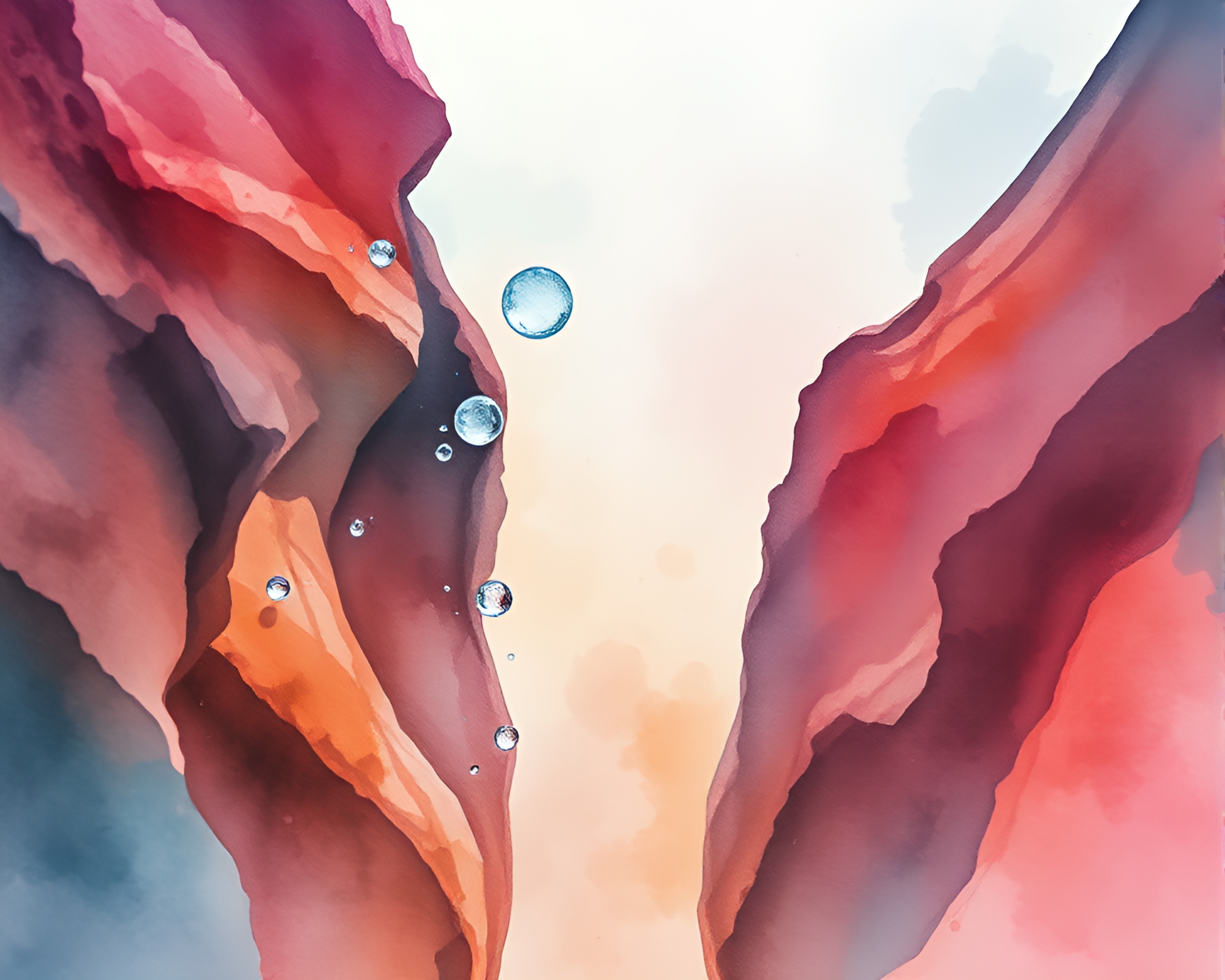 Glimmering Duochrome Water Droplets in Interdimensional Rift – free AI stock image