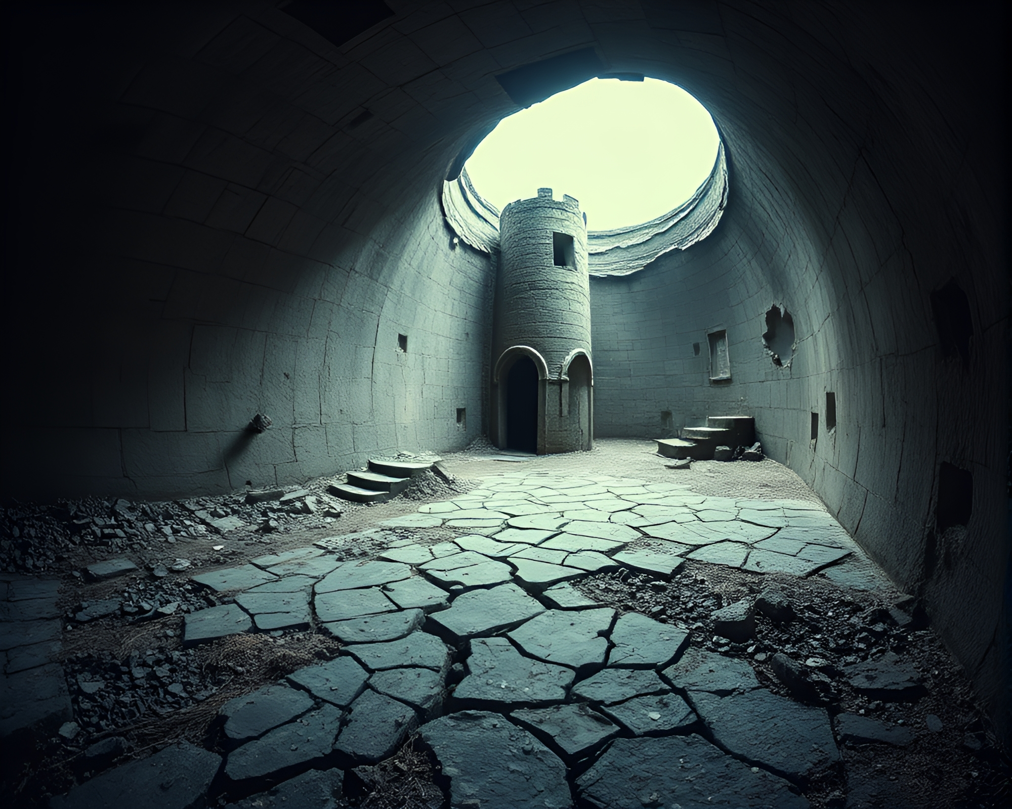 Desolate Lighthouse in Grunge Style Twilight – free AI stock image