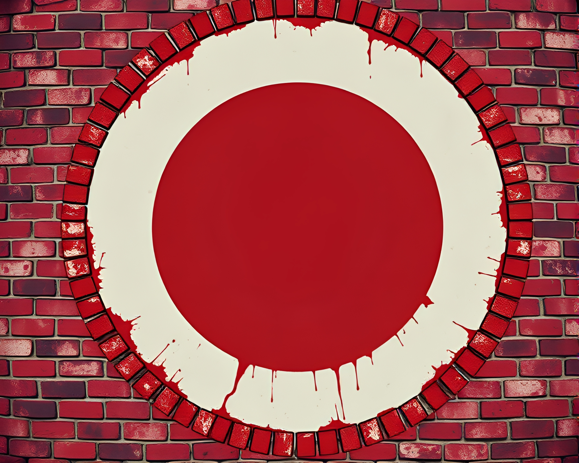 Eldritch Circular Frame: Lovecraftian Horror in Brick Red – free AI stock image