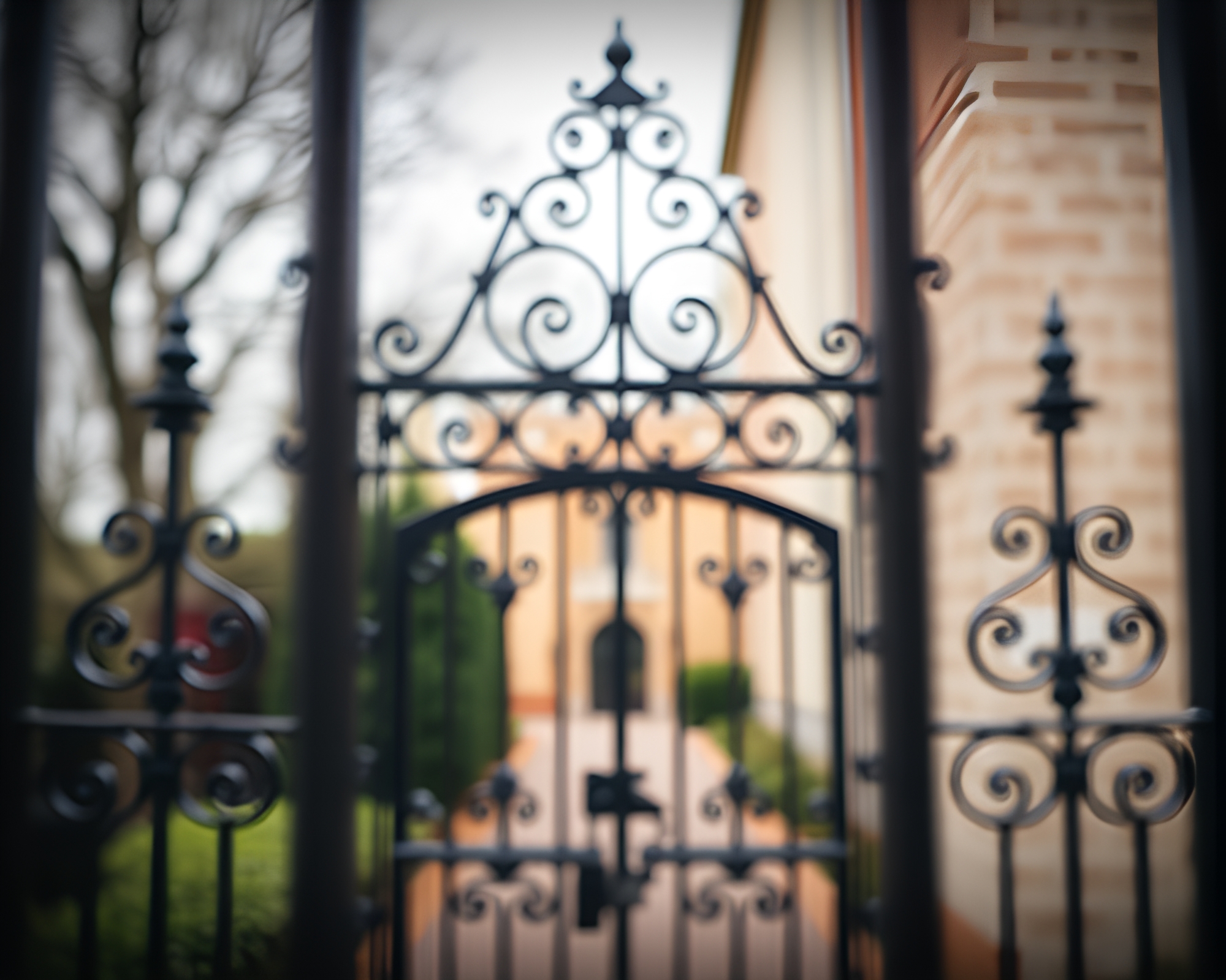 Pixel Art Wrought Iron Gate Split Toning Composition – free AI stock image