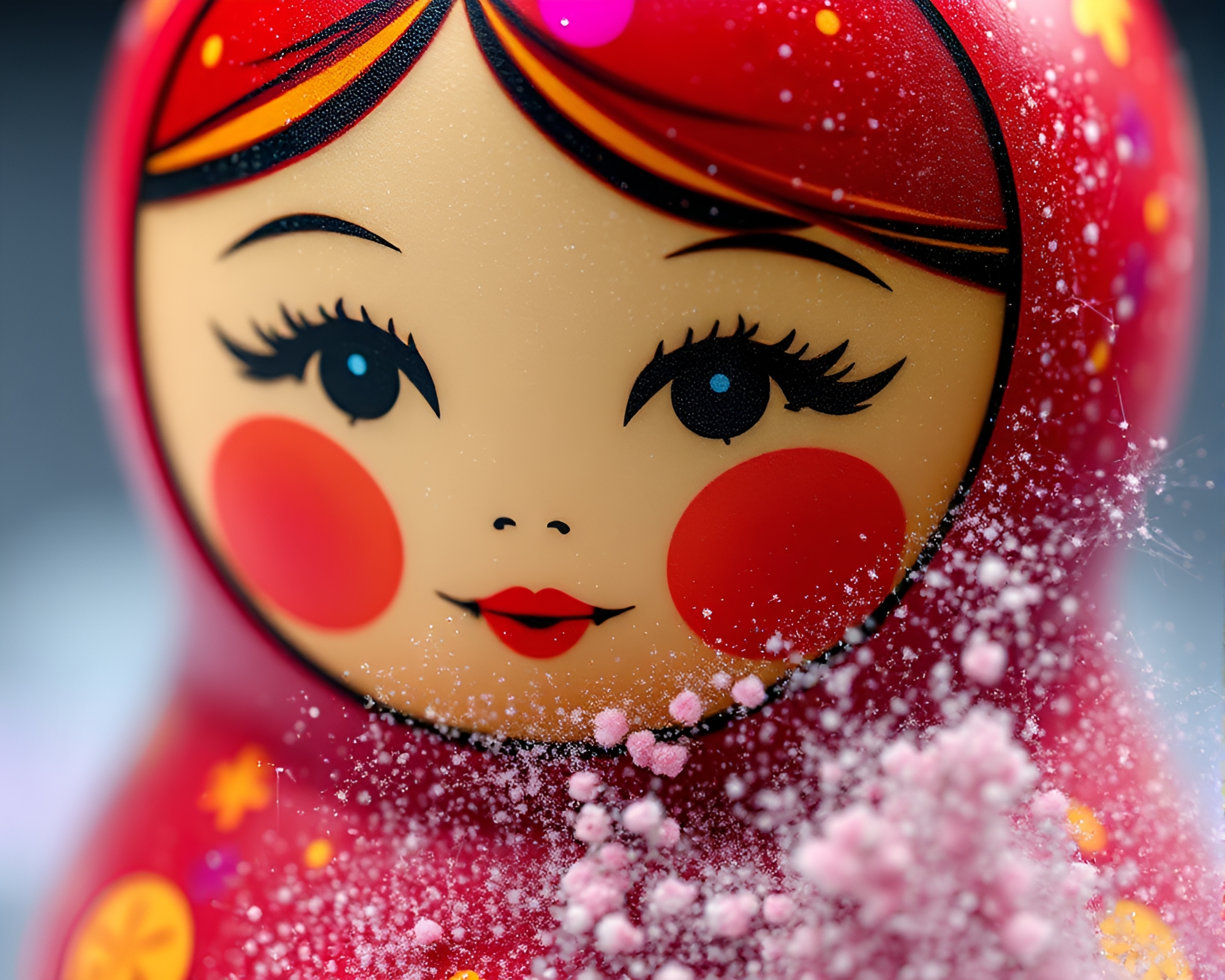 Cosmic Matryoshka Doll Close-Up with Hair Simulation – free AI stock image