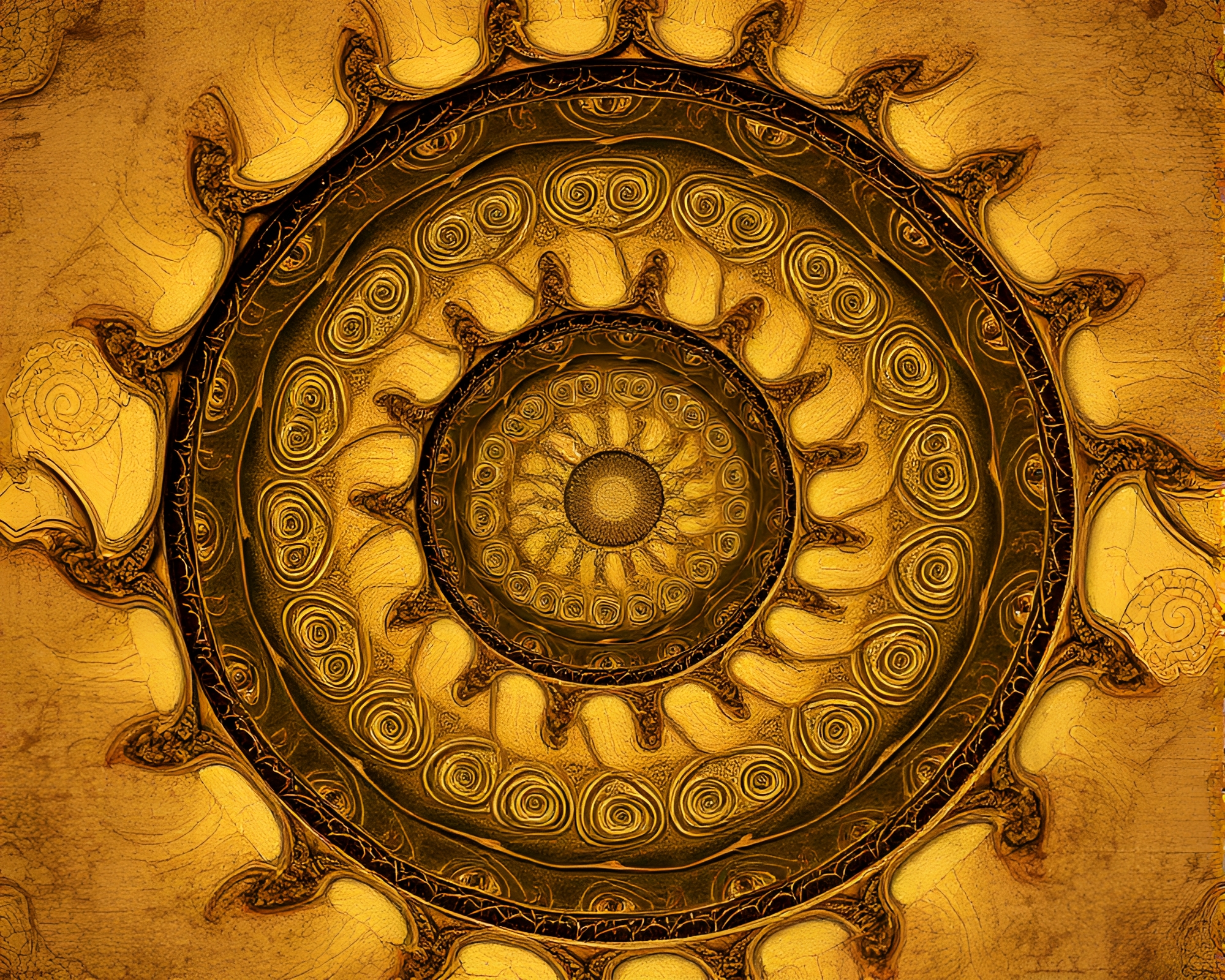 Fractal Pattern Spiral in Muted Earth Tones Calligraphy – free AI stock image