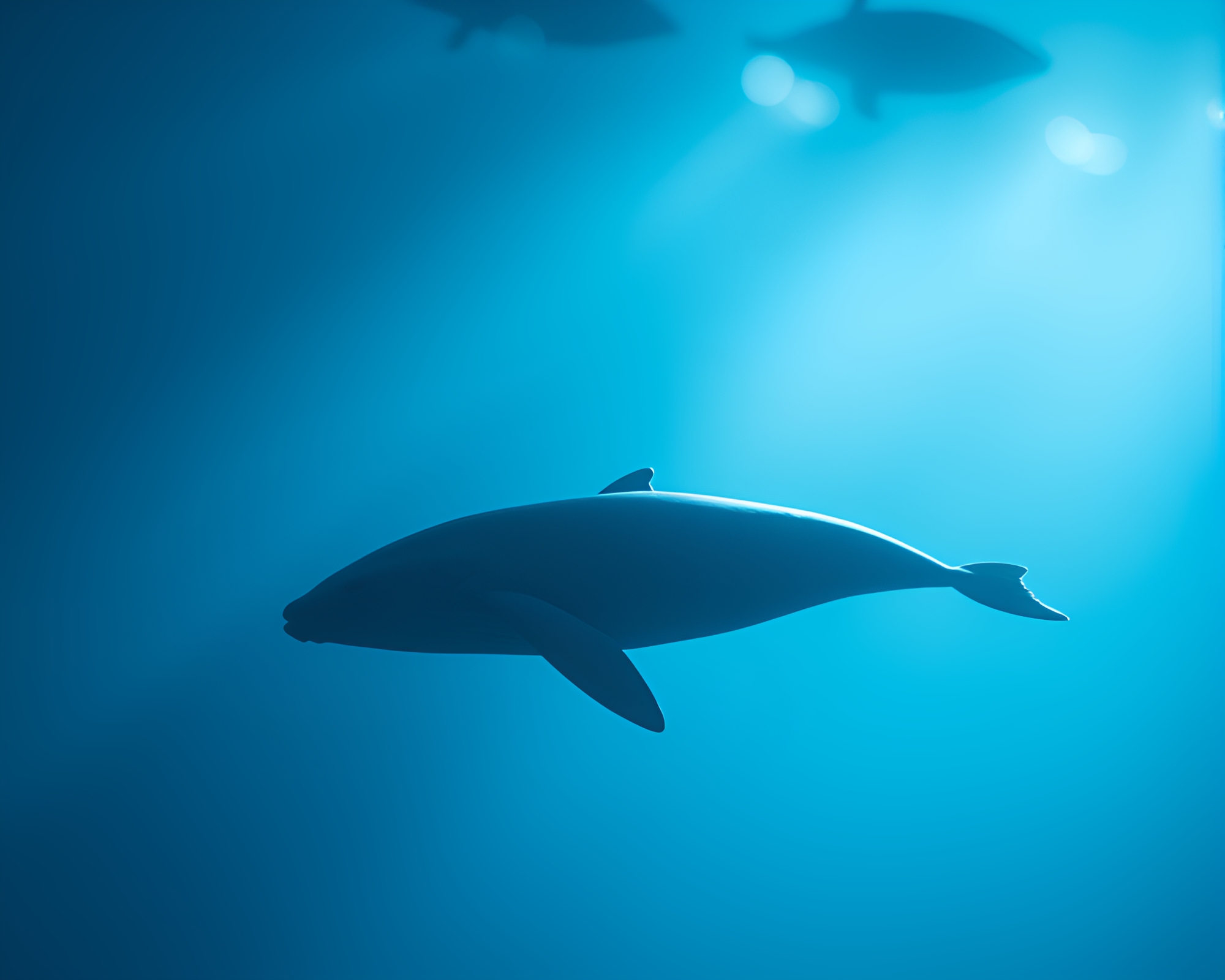 Whale Spotlight: Minimalist Bokeh Art – free AI stock image