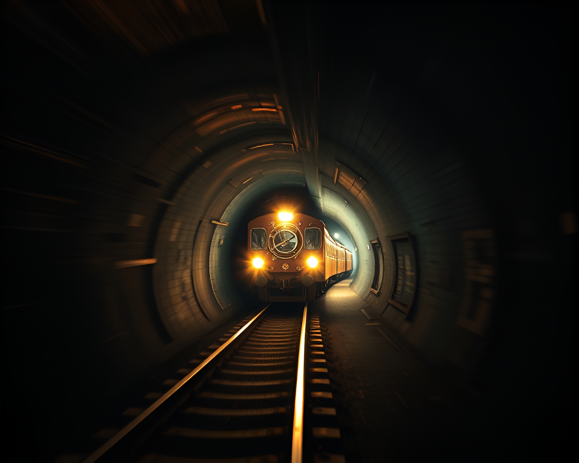 Surreal Magnetic Levitation Train Under Dungeon Torchlight – free AI stock image