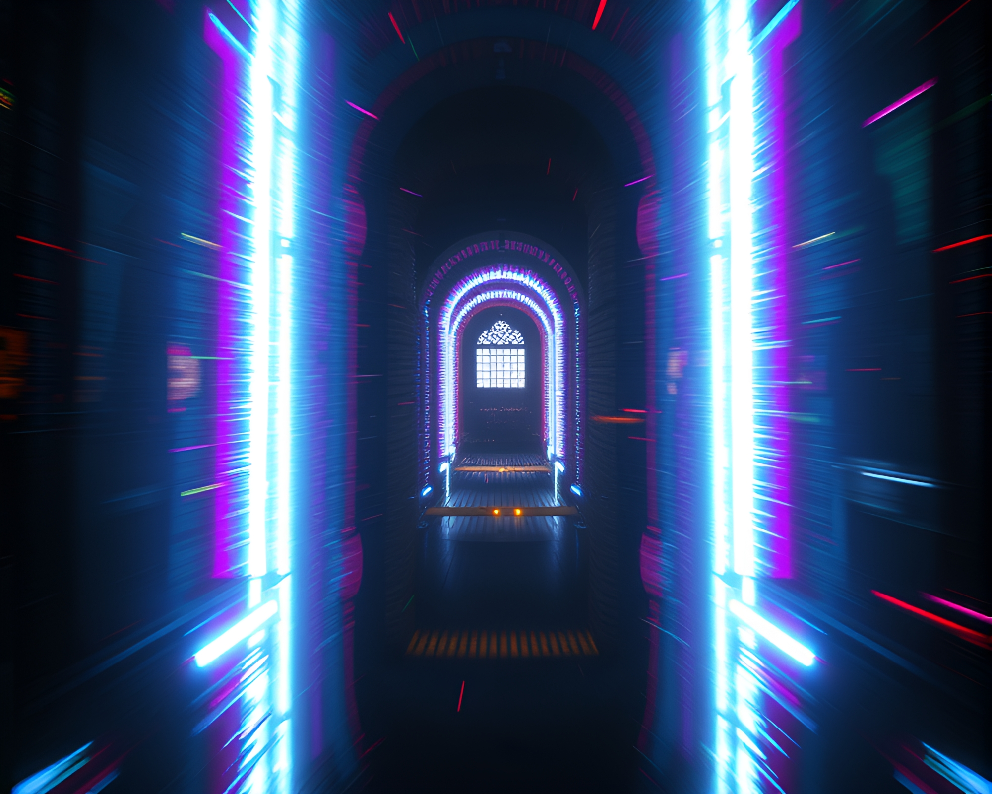 Elven Glitch Architecture in Bright Midday Light – free AI stock image