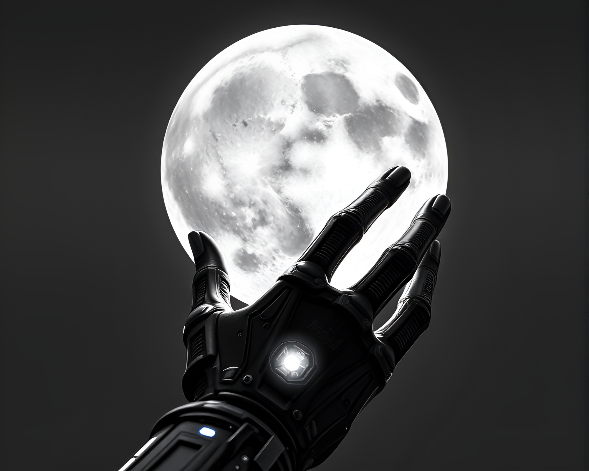 Futuristic Cybernetic Luna Hand Illustration – free AI stock image