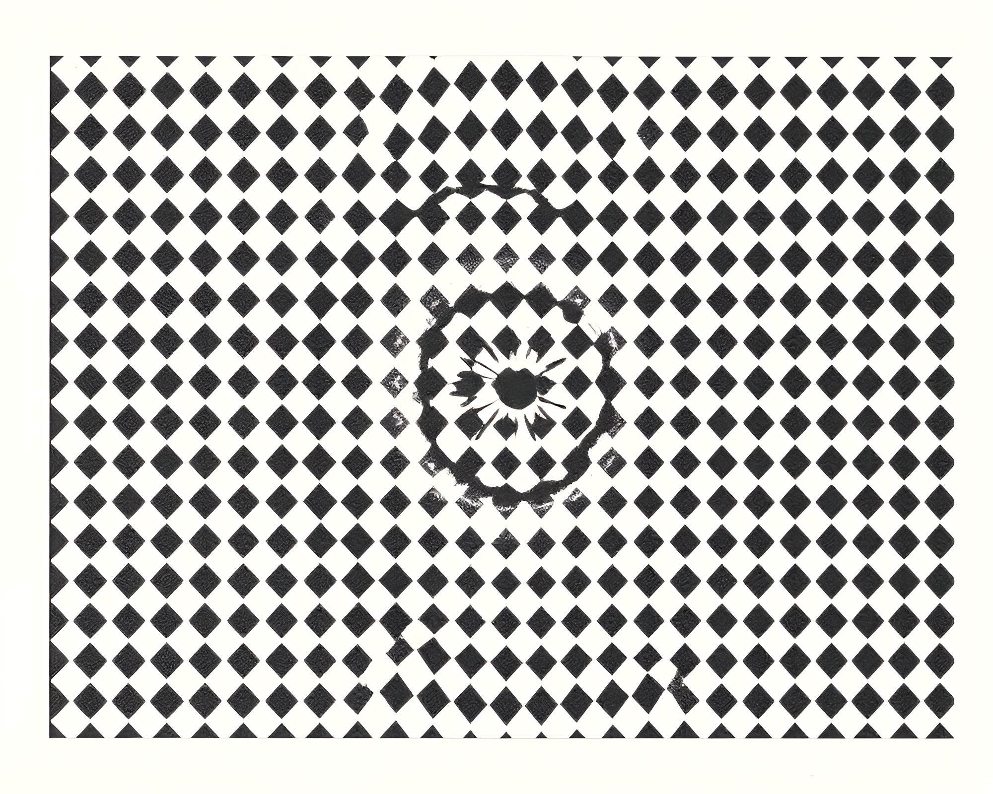 Mesmerizing Psychedelic Halftone Swirl in Ivory Polaroid Frame – free AI stock image