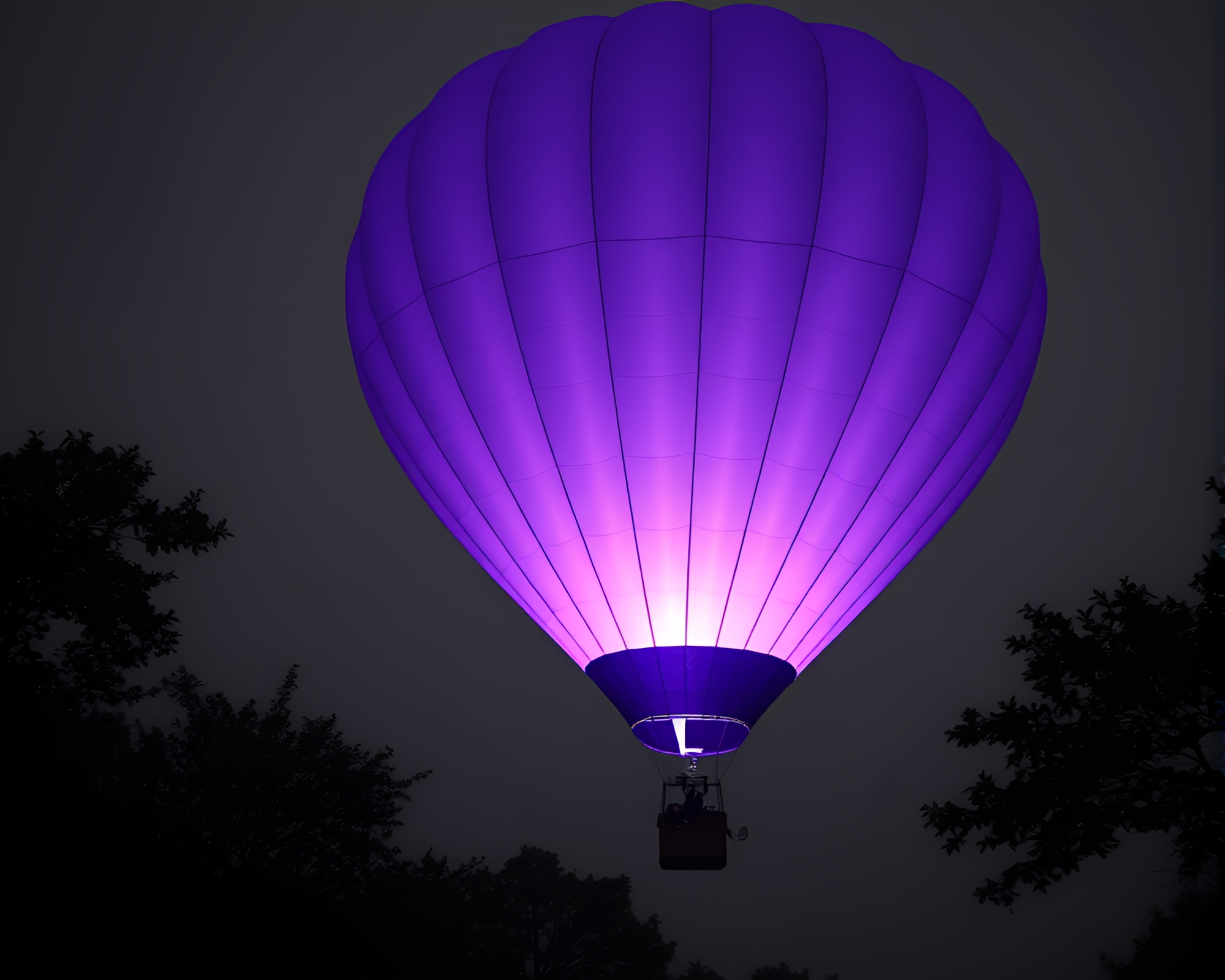 Majestic Noir Hot Air Balloon Ascending Twilight Skies – free AI stock image