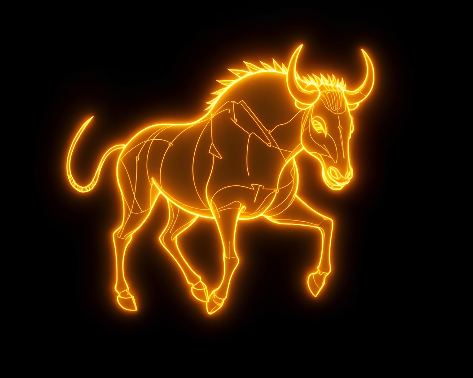 Golden Hour Neon Minotaur X-Ray Composition – free AI stock image