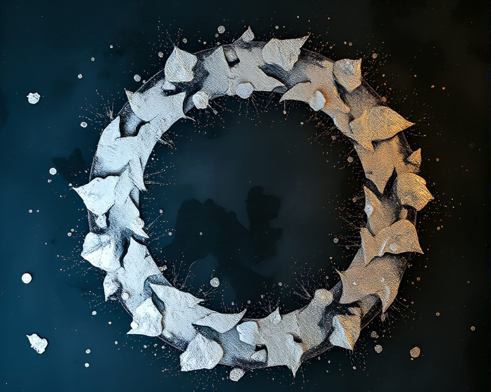 Fantasy double exposure photography of magical silver circle