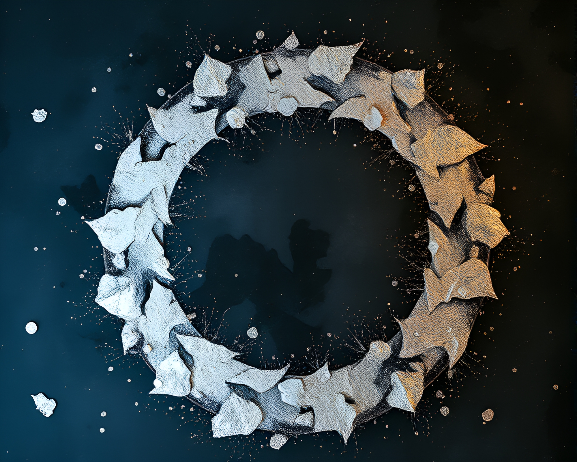 Enchanting Magic Circle with Silver Leaf Accents – free AI stock image