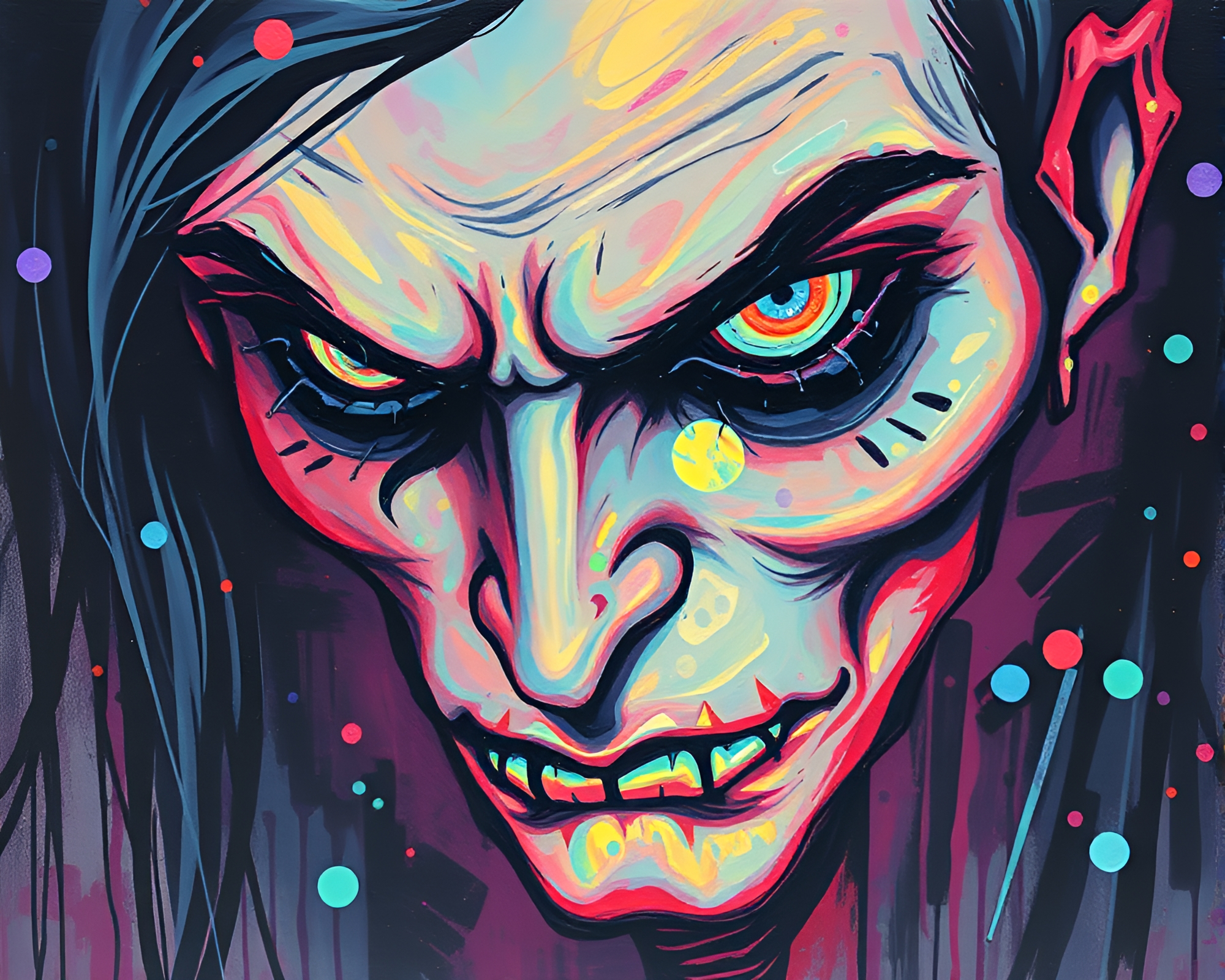 Vampire hologram specks graffiti fever dream – free AI stock image