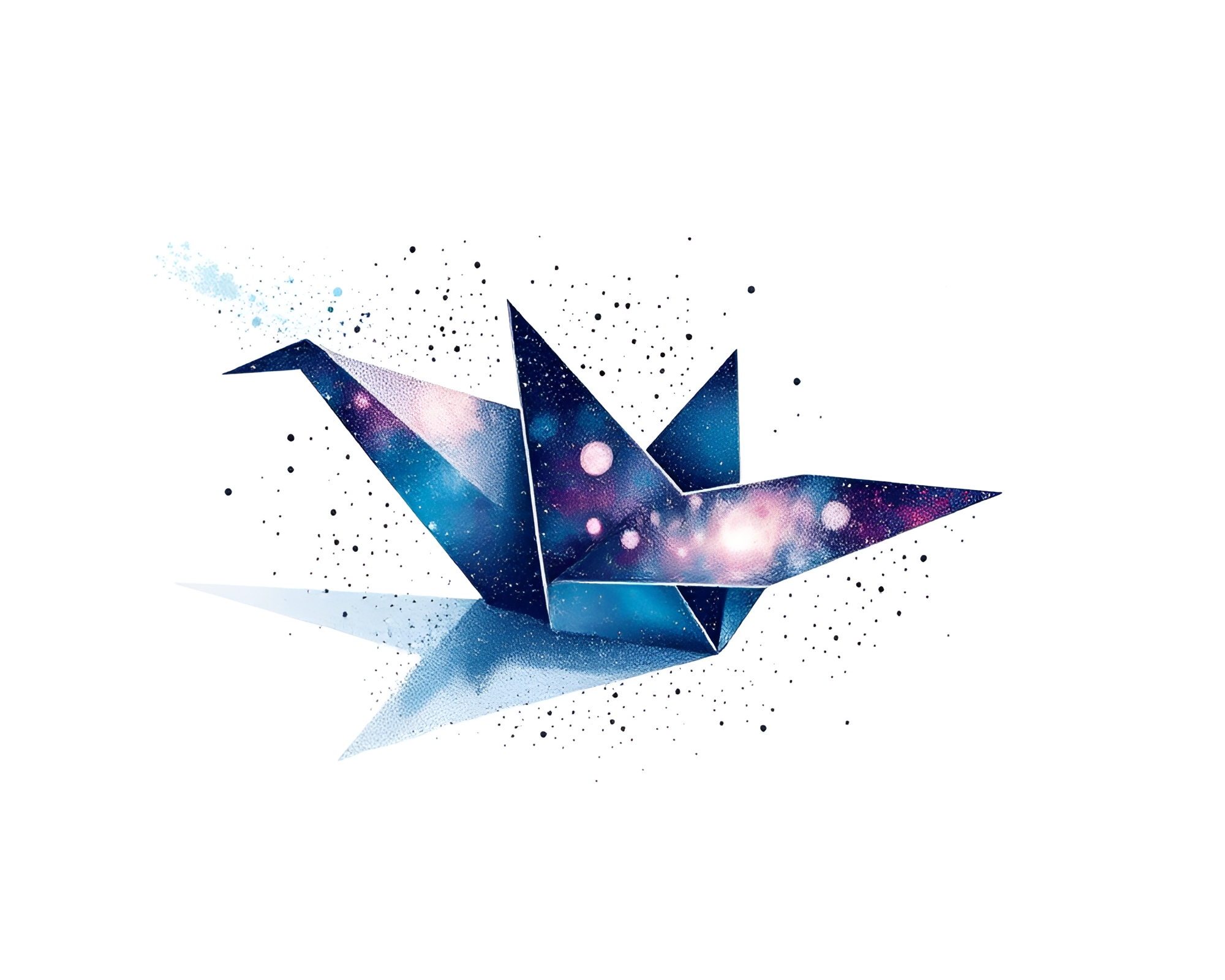 Stippling Origami Crane in Cosmic Dust Vector Art – free AI stock image