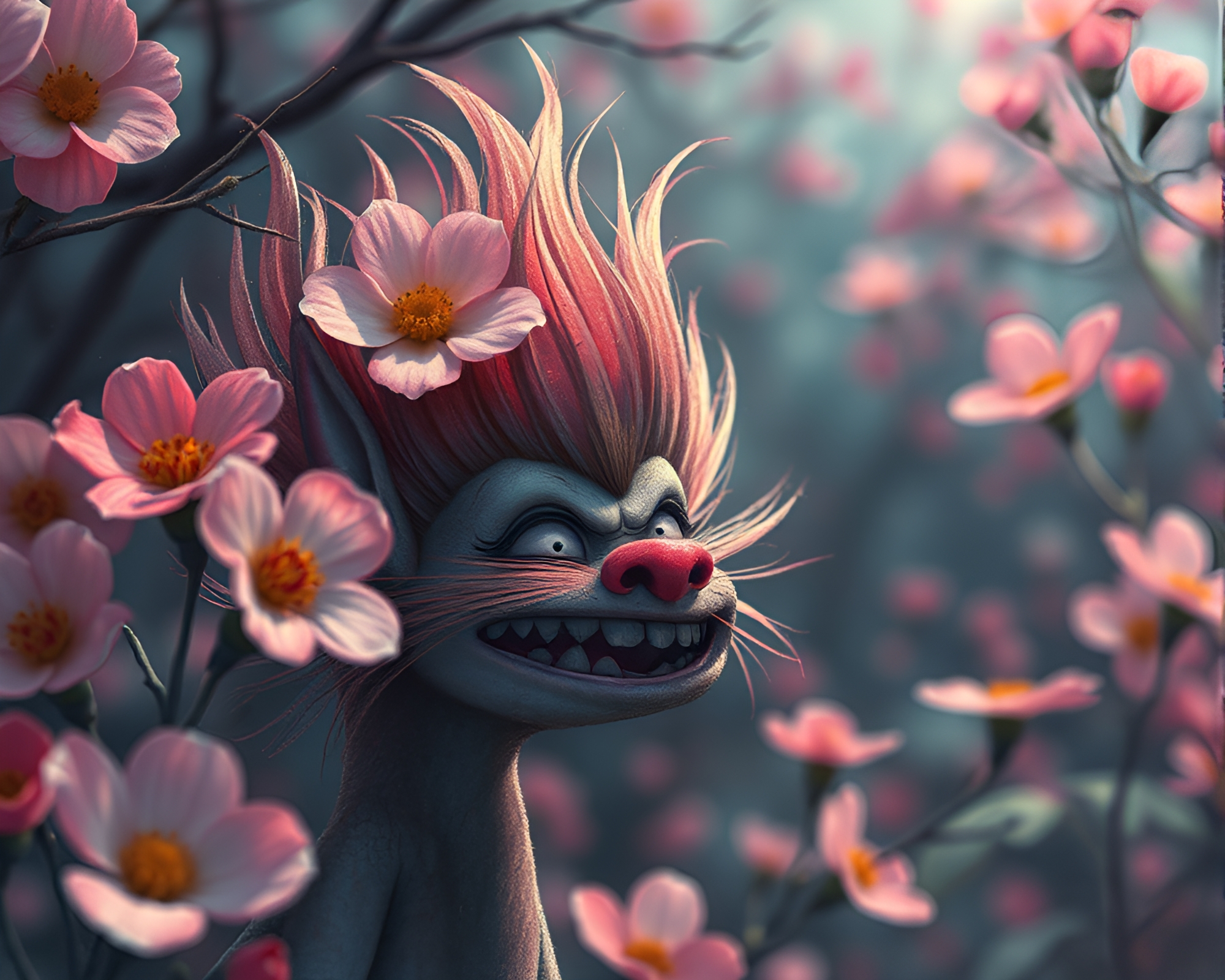 Enchanting Watercolor Troll in Anime Style – free AI stock image