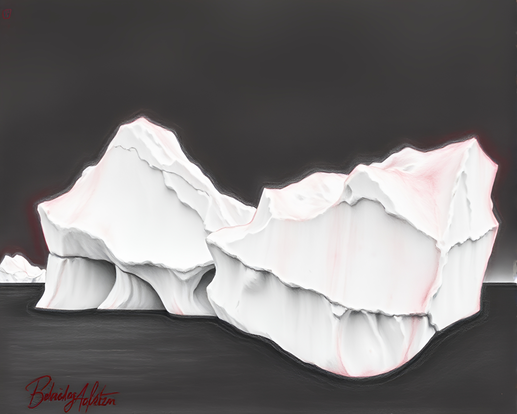 Arctic Iceberg Monochrome Red Chalk Portrait – free AI stock image