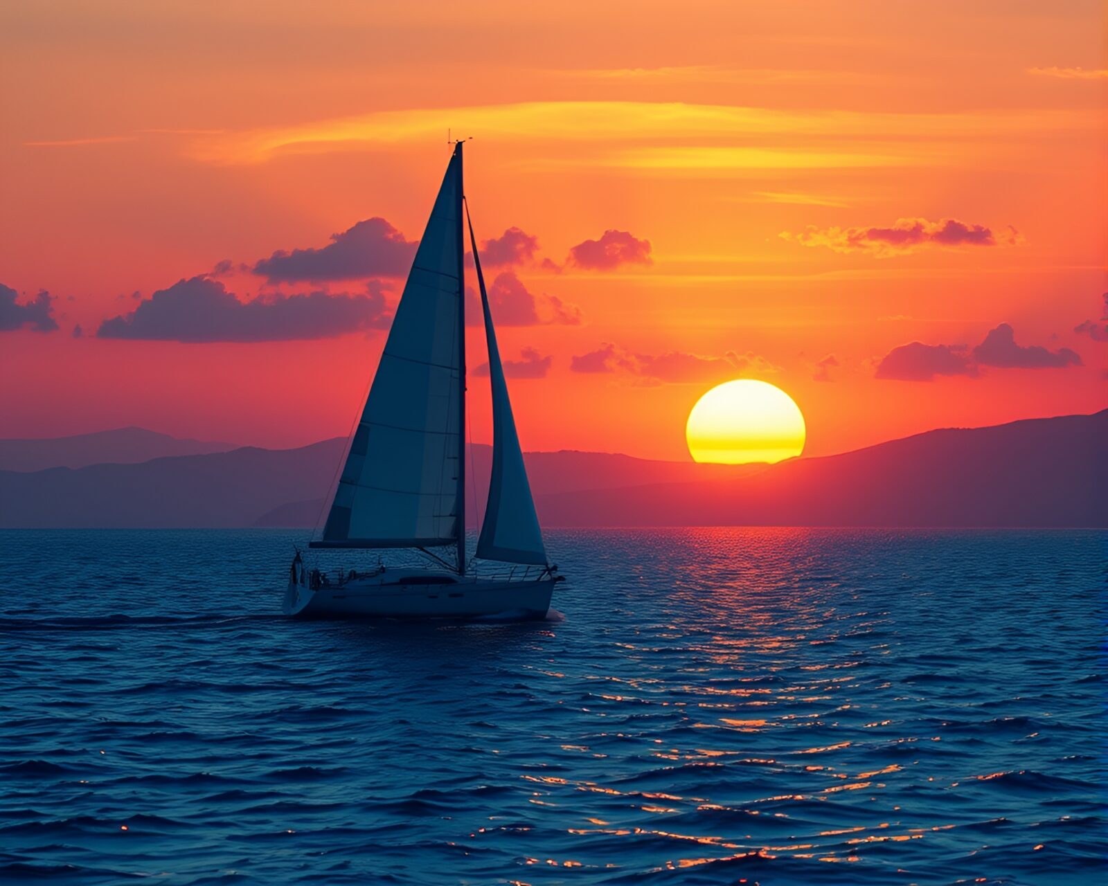High dynamic range image of solar sailboat against sky
