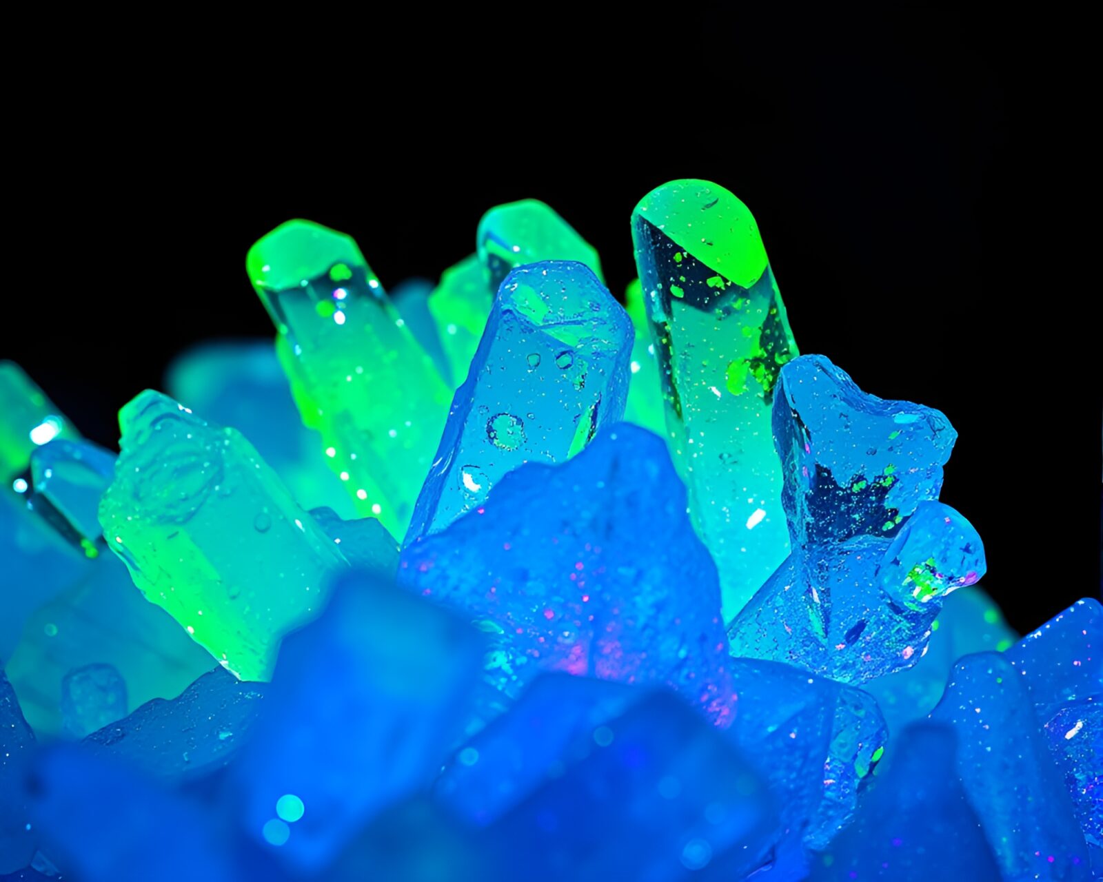 Desert landscape with ice crystals and emerald highlights