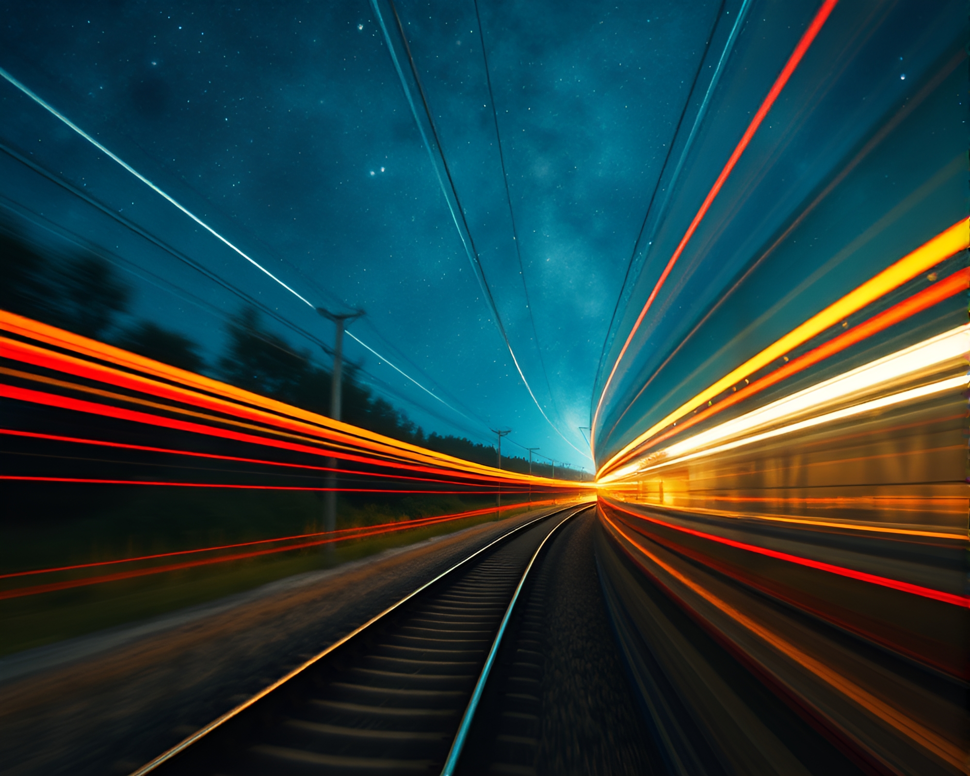 Multiverse Portal Train Light Trails Watercolor Cinemagraph – free AI stock image