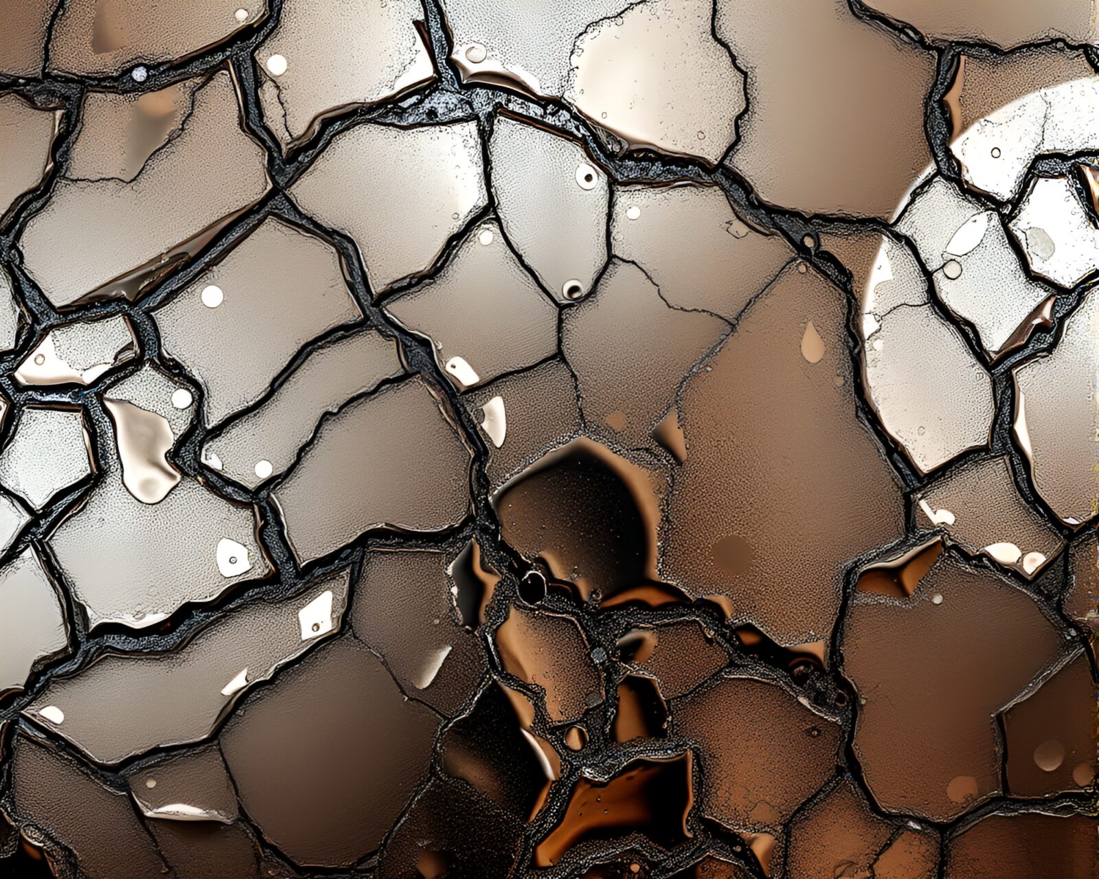 Shiny armor reflecting light with oil-rich texture details