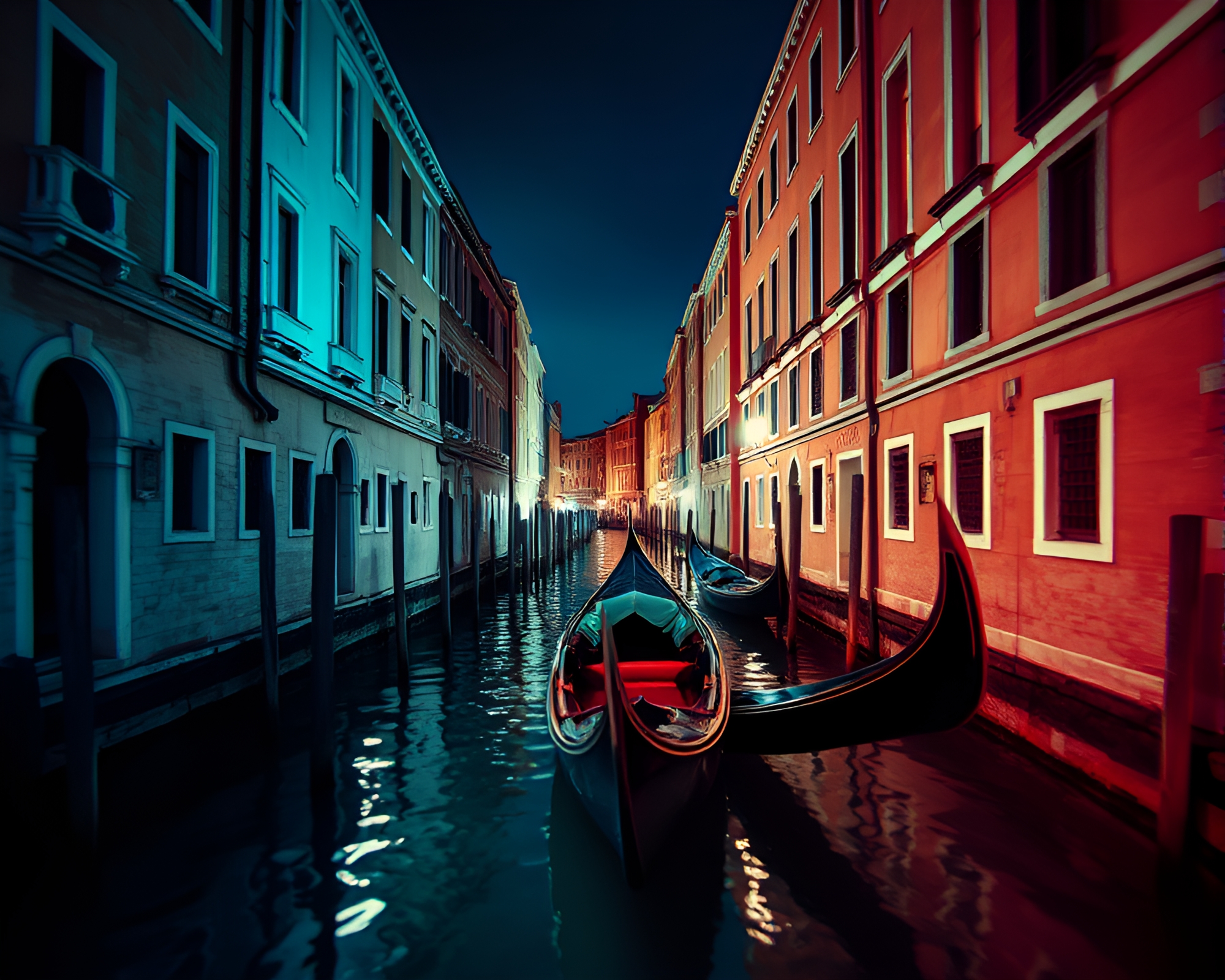 Venetian Gondola through Chromatic Aberration – free AI stock image
