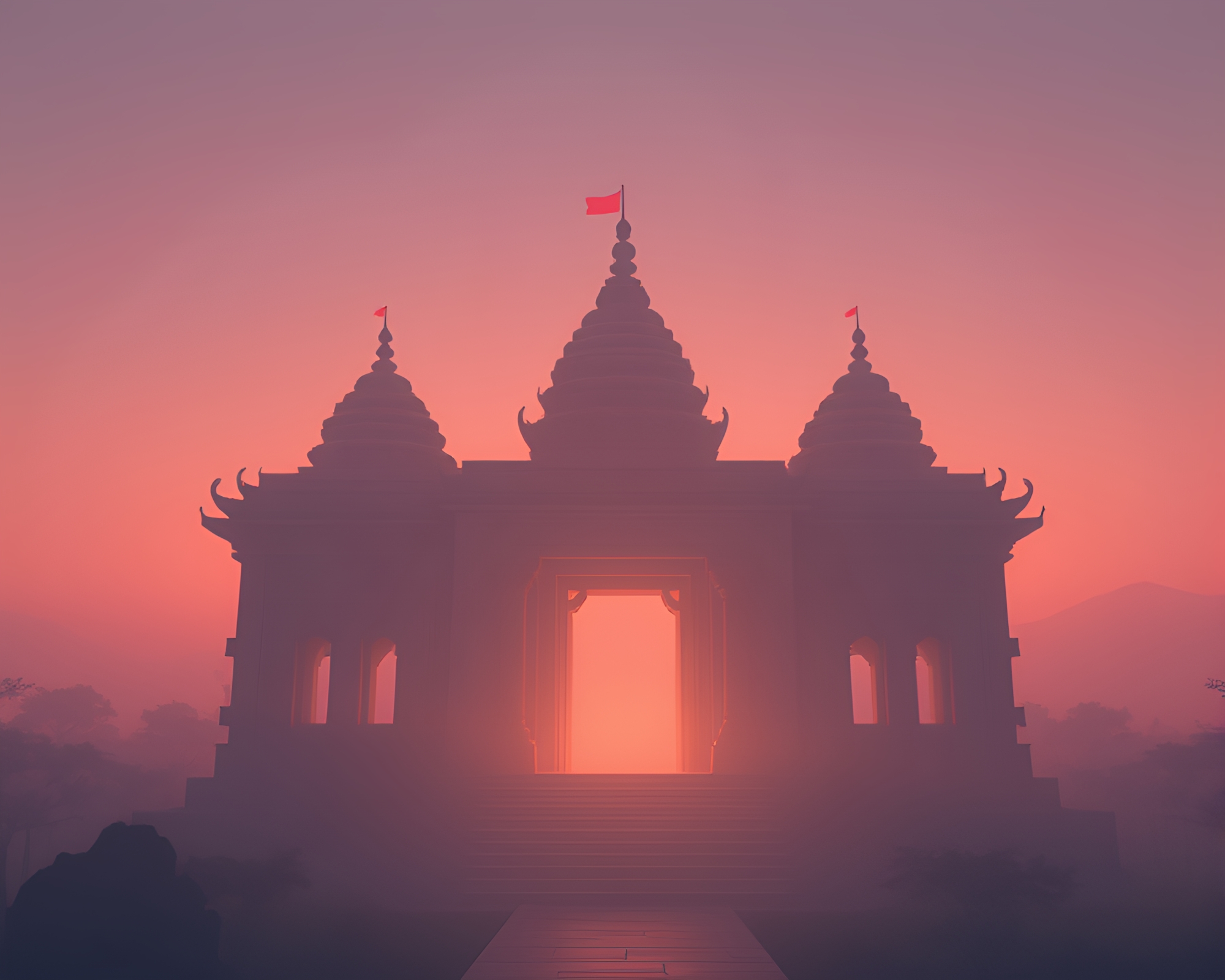 Temple of Digital Twilight: Low-Poly 3D Scan Lines – free AI stock image