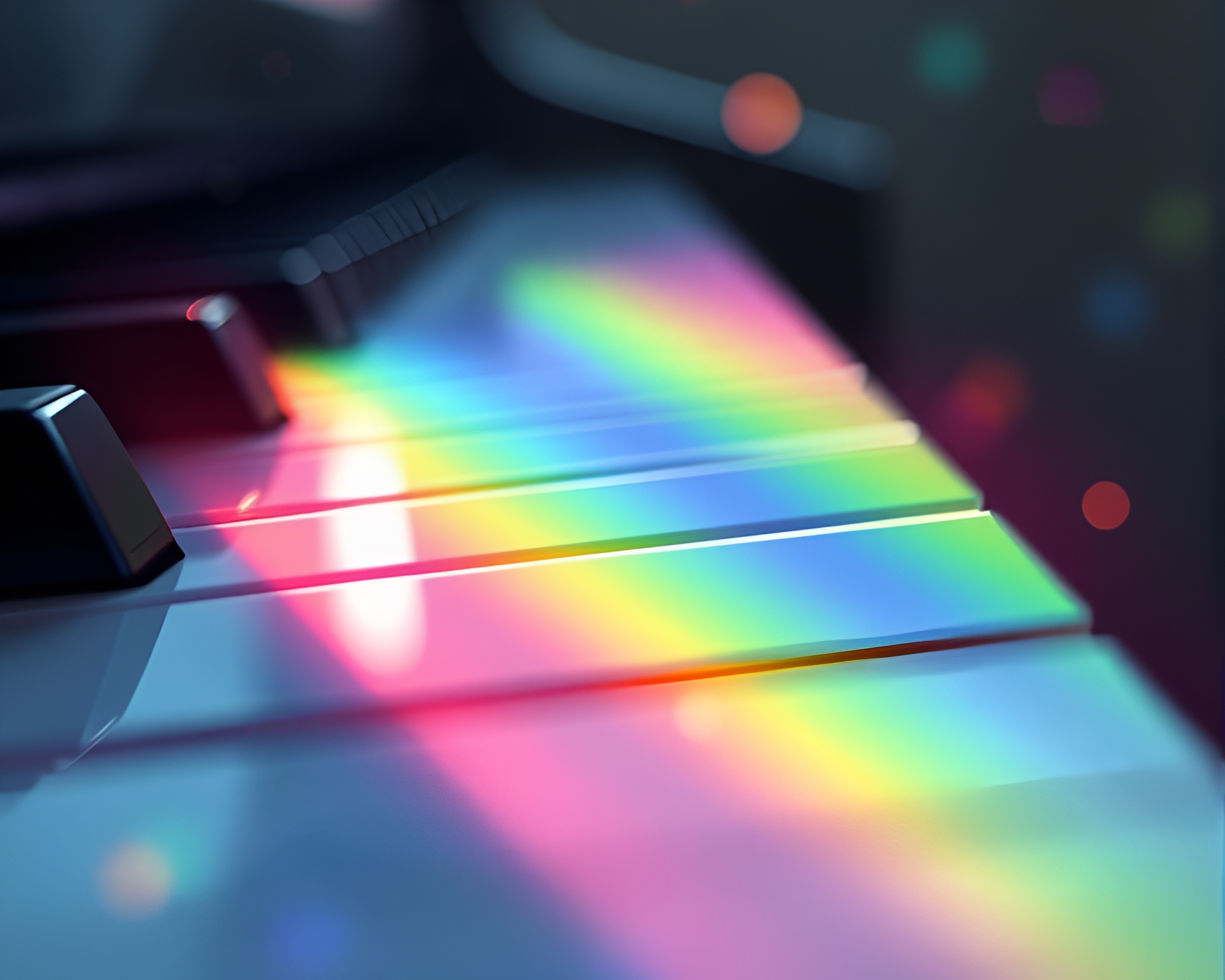 Fantasy Rainbow Piano Fantasy Illustration Close-Up – free AI stock image