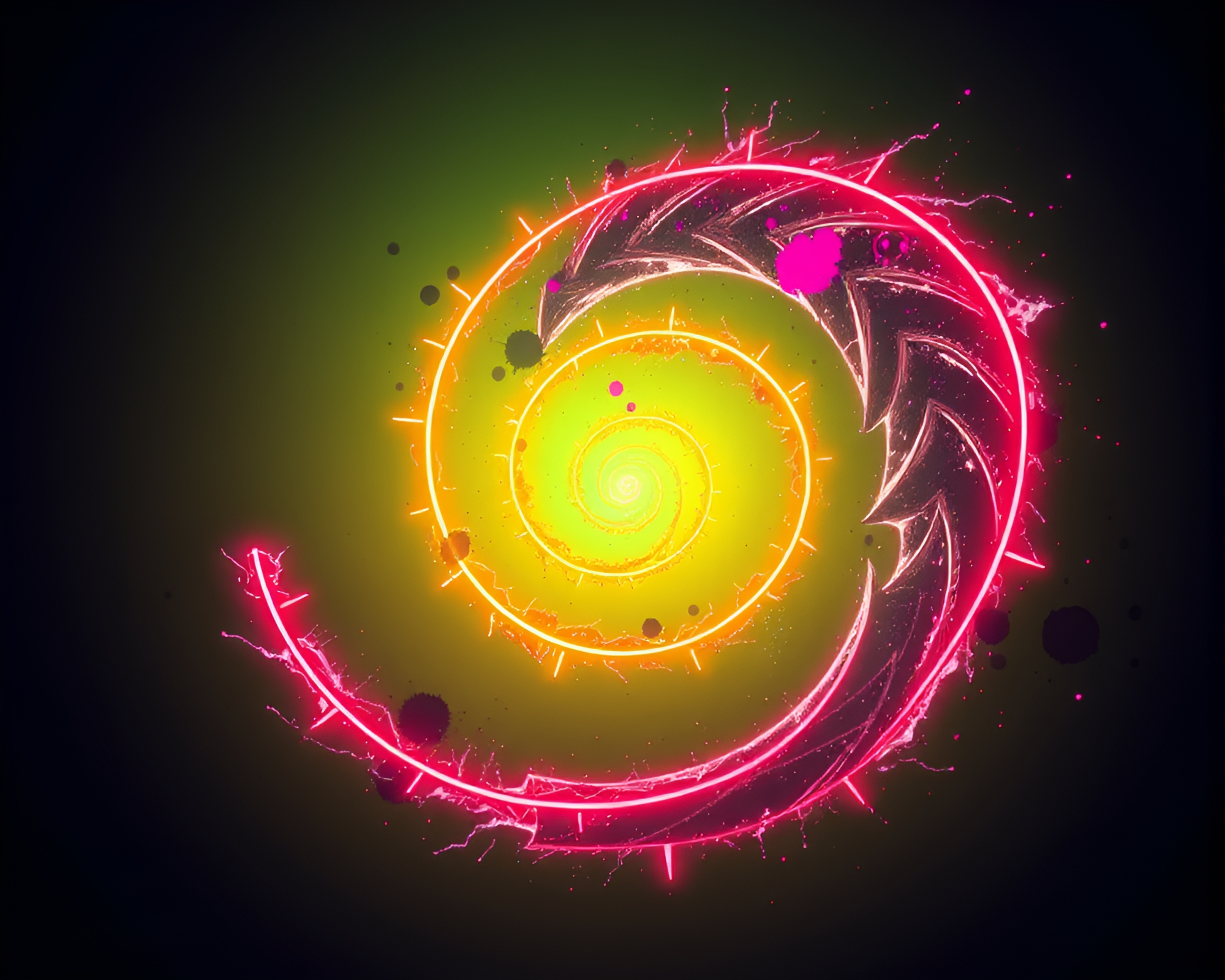 Neon Spiral Siren Art: Splatter Style – free AI stock image