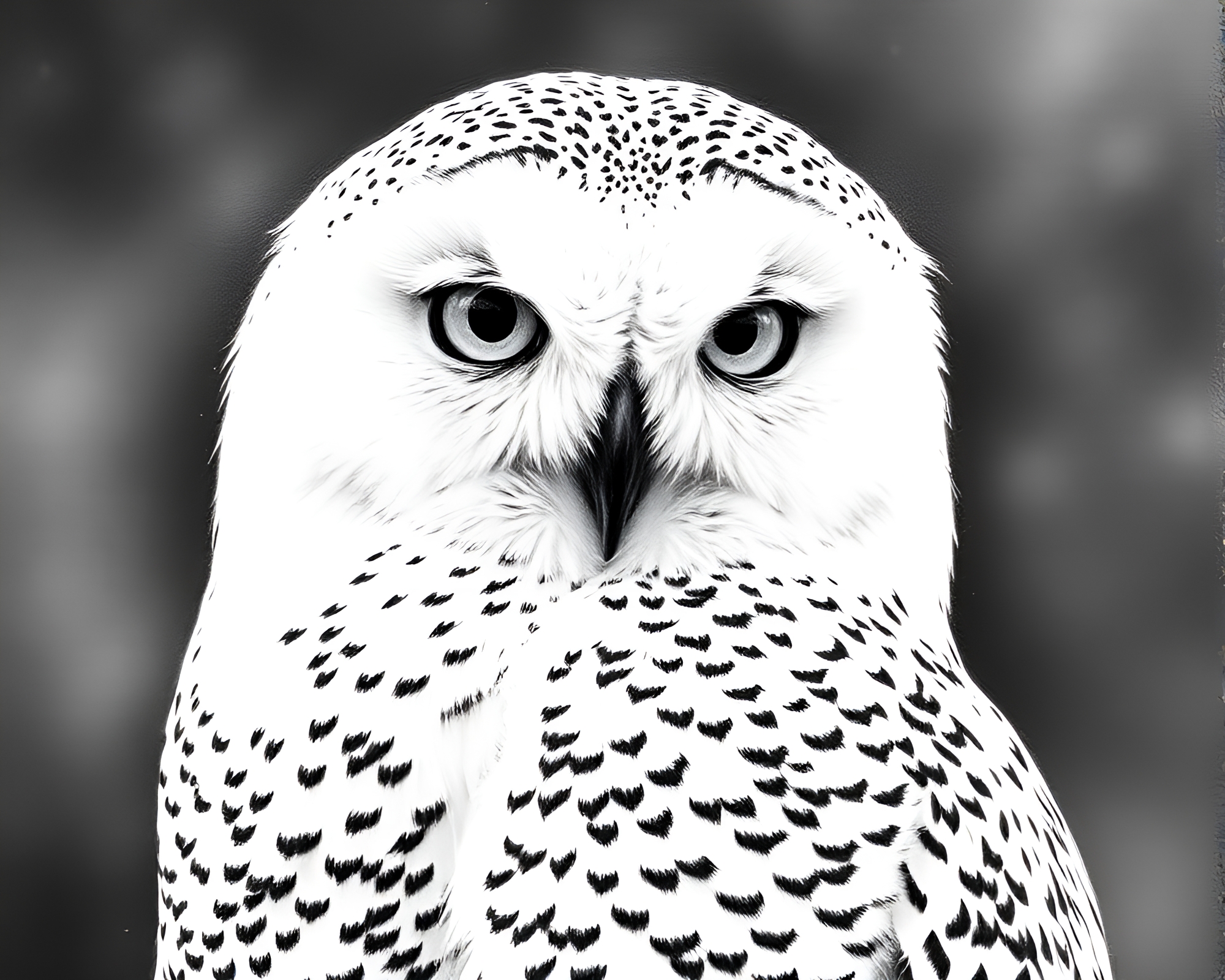 Snowy Owl Crosshatched Lithograph in Spotlight – free AI stock image