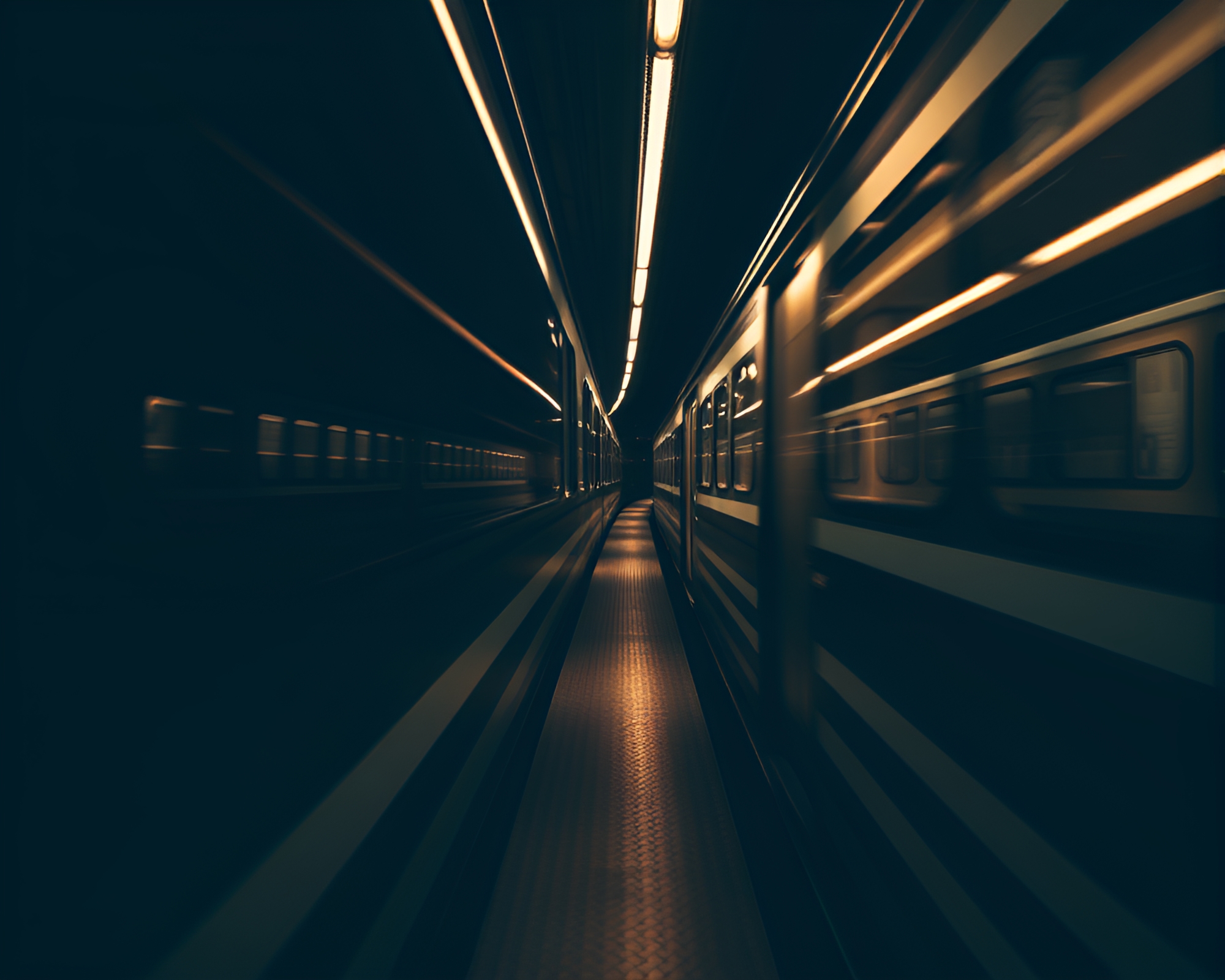 Striped Train in Dramatic Chiaroscuro Long Exposure – free AI stock image