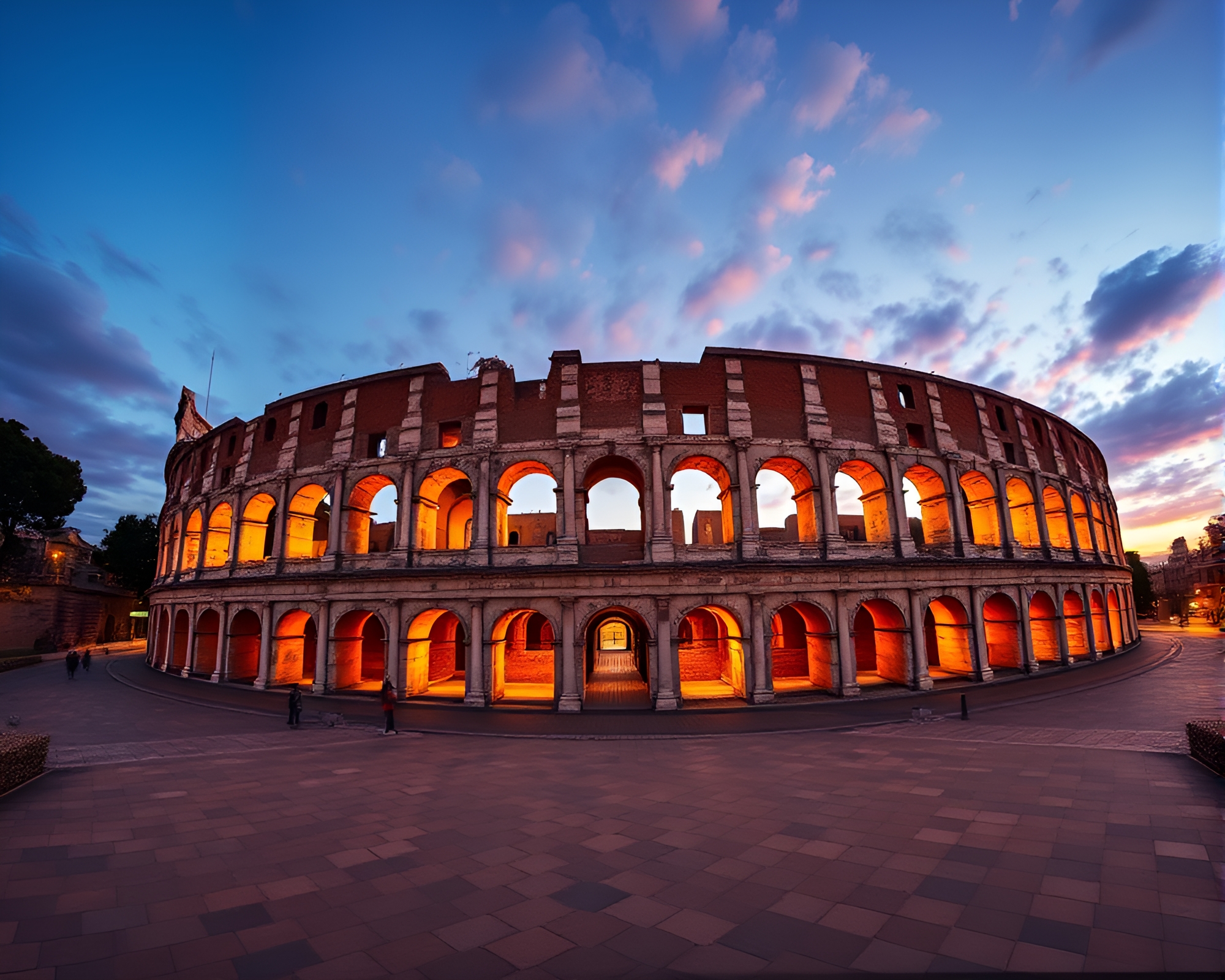 Hexagonal Roman Twilight Coliseum – free AI stock image