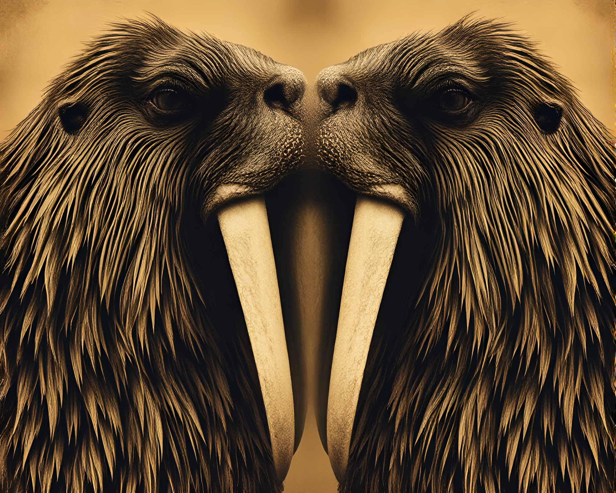 Symmetrical Sepia Walrus: A Tribute to the Oil Kings – free AI stock image