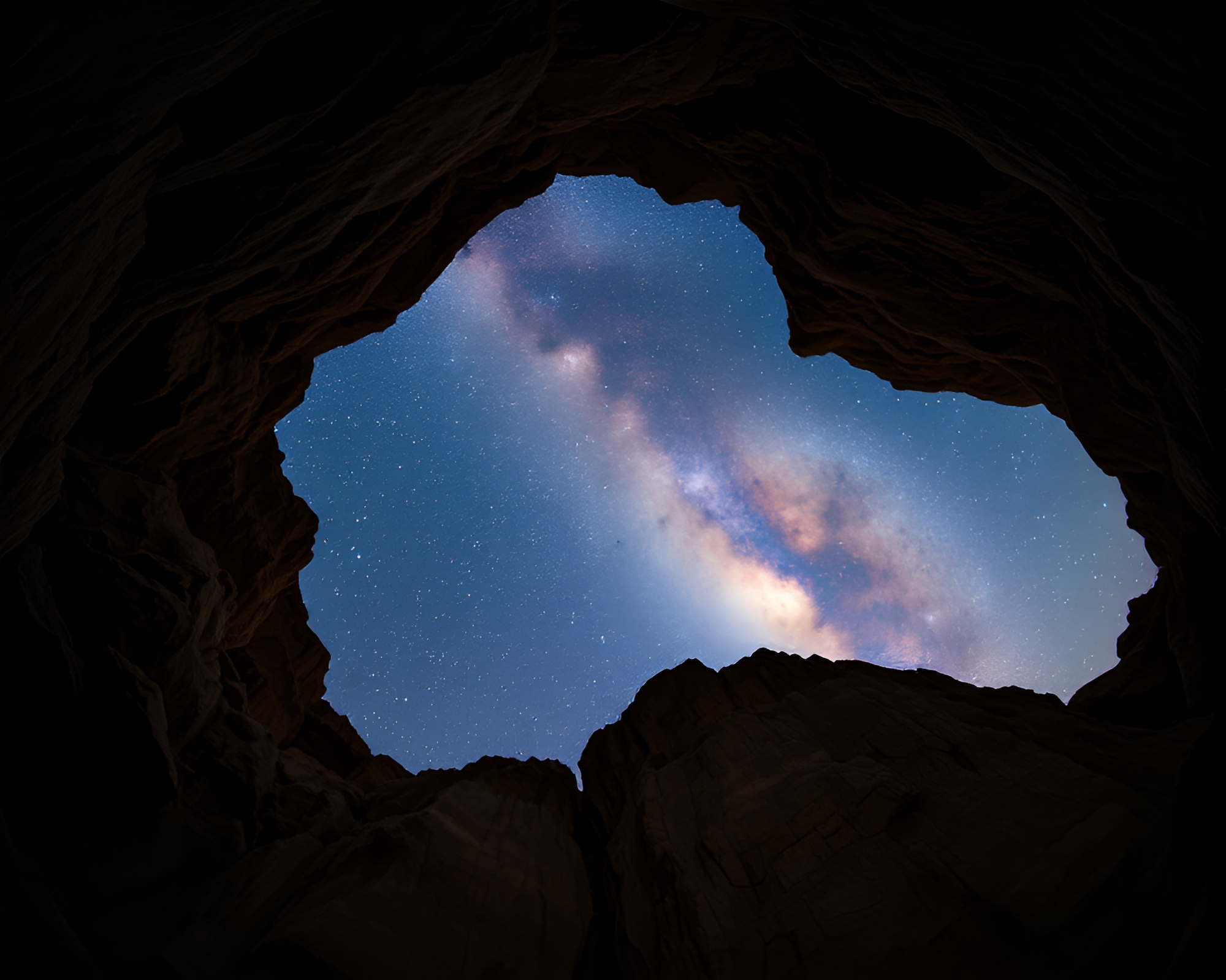 Enigmatic Bio-Organic Cave Painting under Starlit Sky – free AI stock image